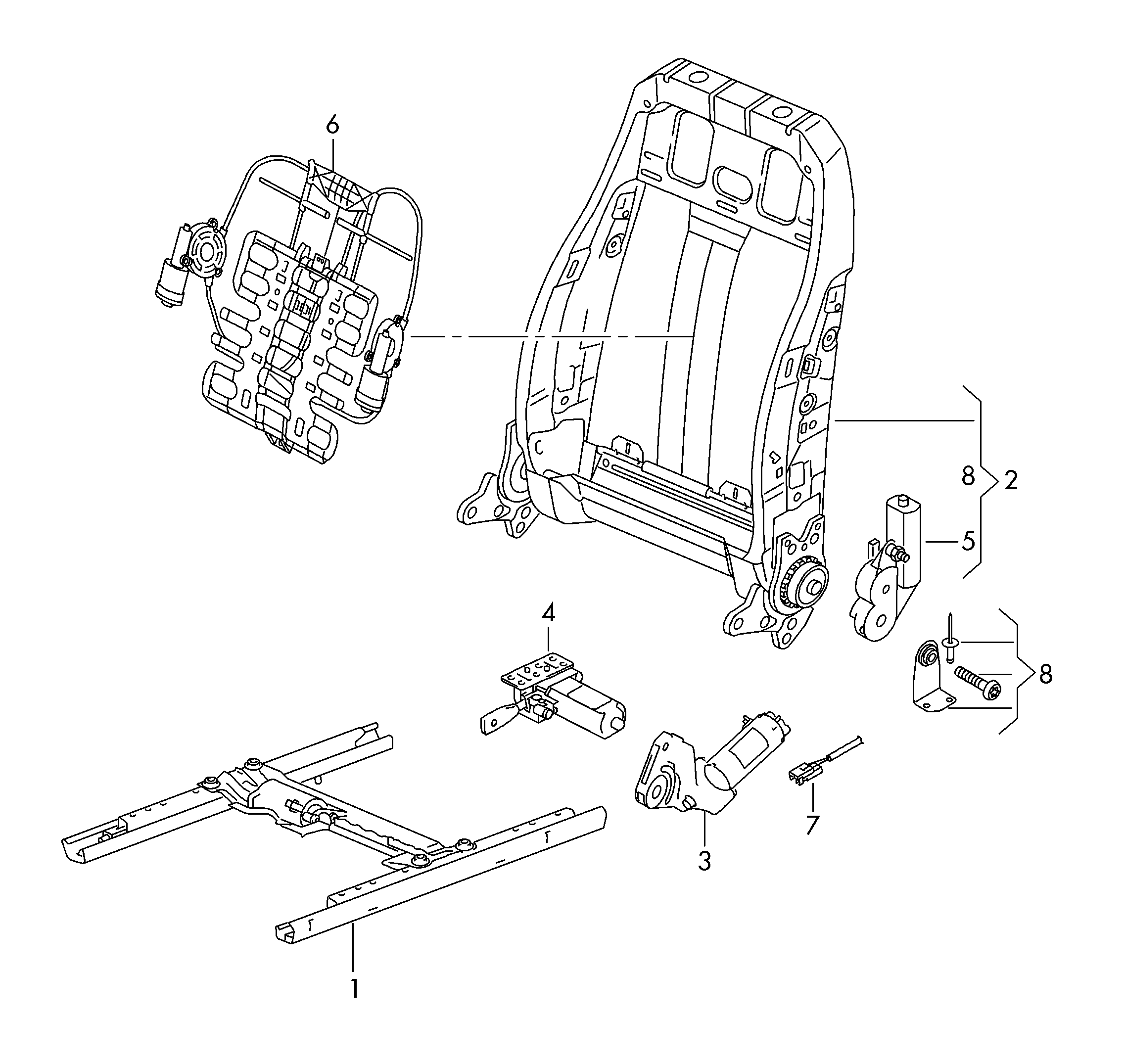 Electric parts for seat<br>and backrest adjustment  - Touareg - toua