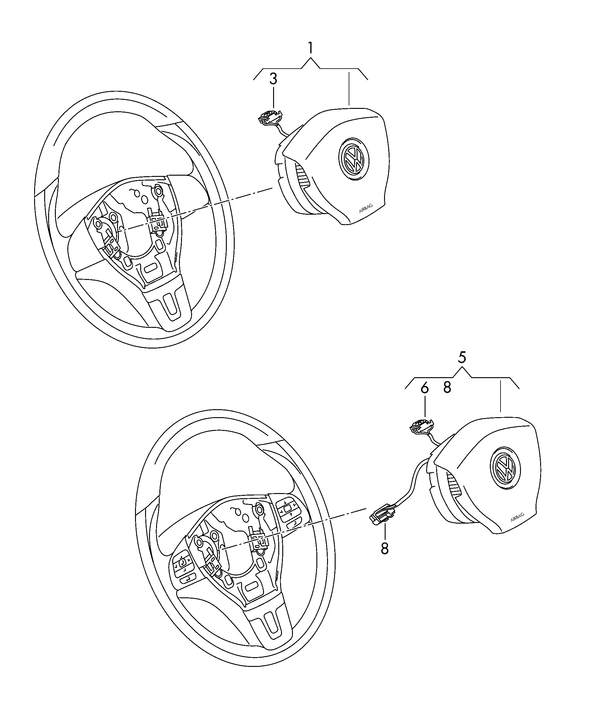 Module de sac gonflable(cote conducteur)  - Polo/Derby/Vento-IND - po