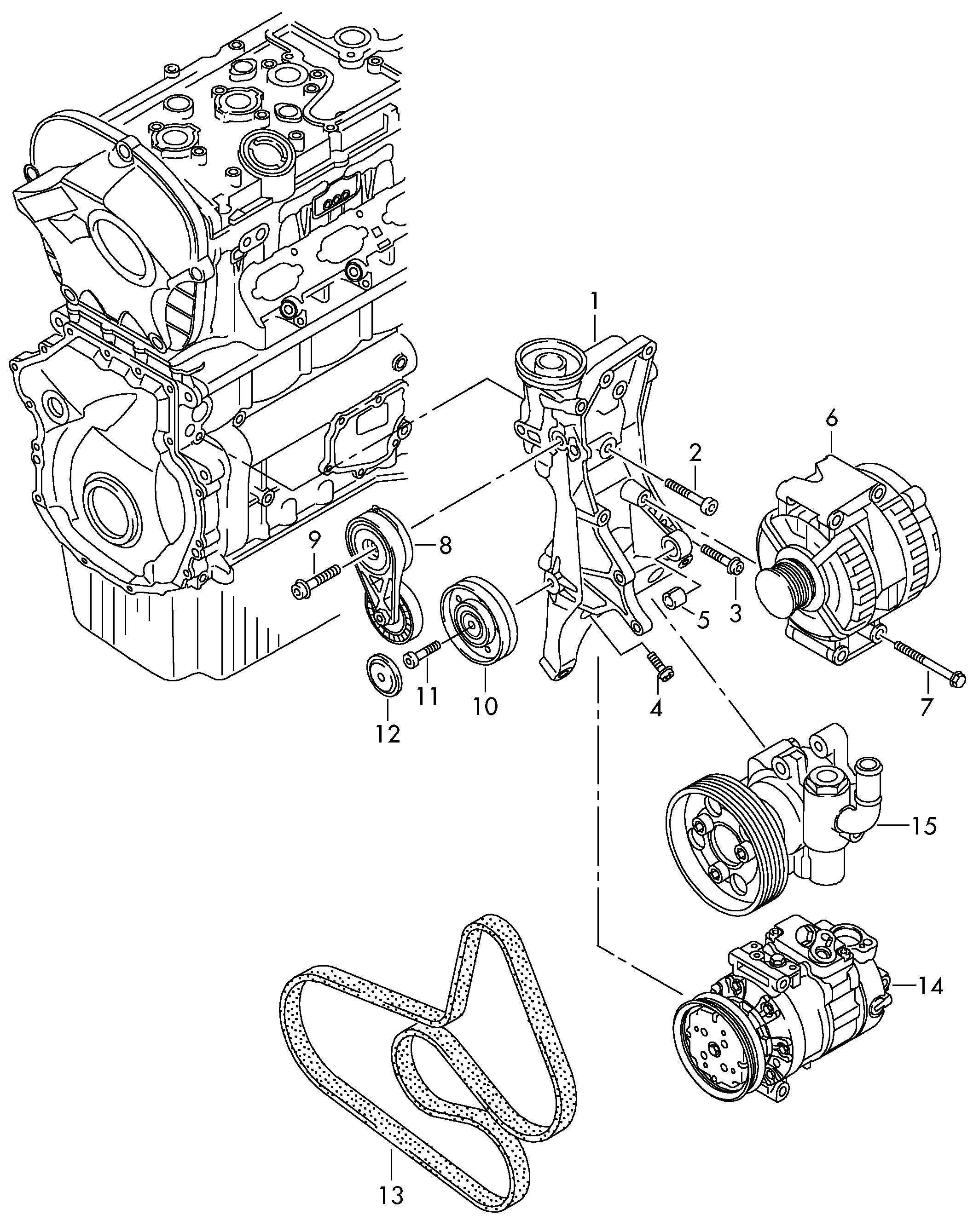 connecting and mounting parts<br>for alternatorPoly-V-belt  - Amarok - ama