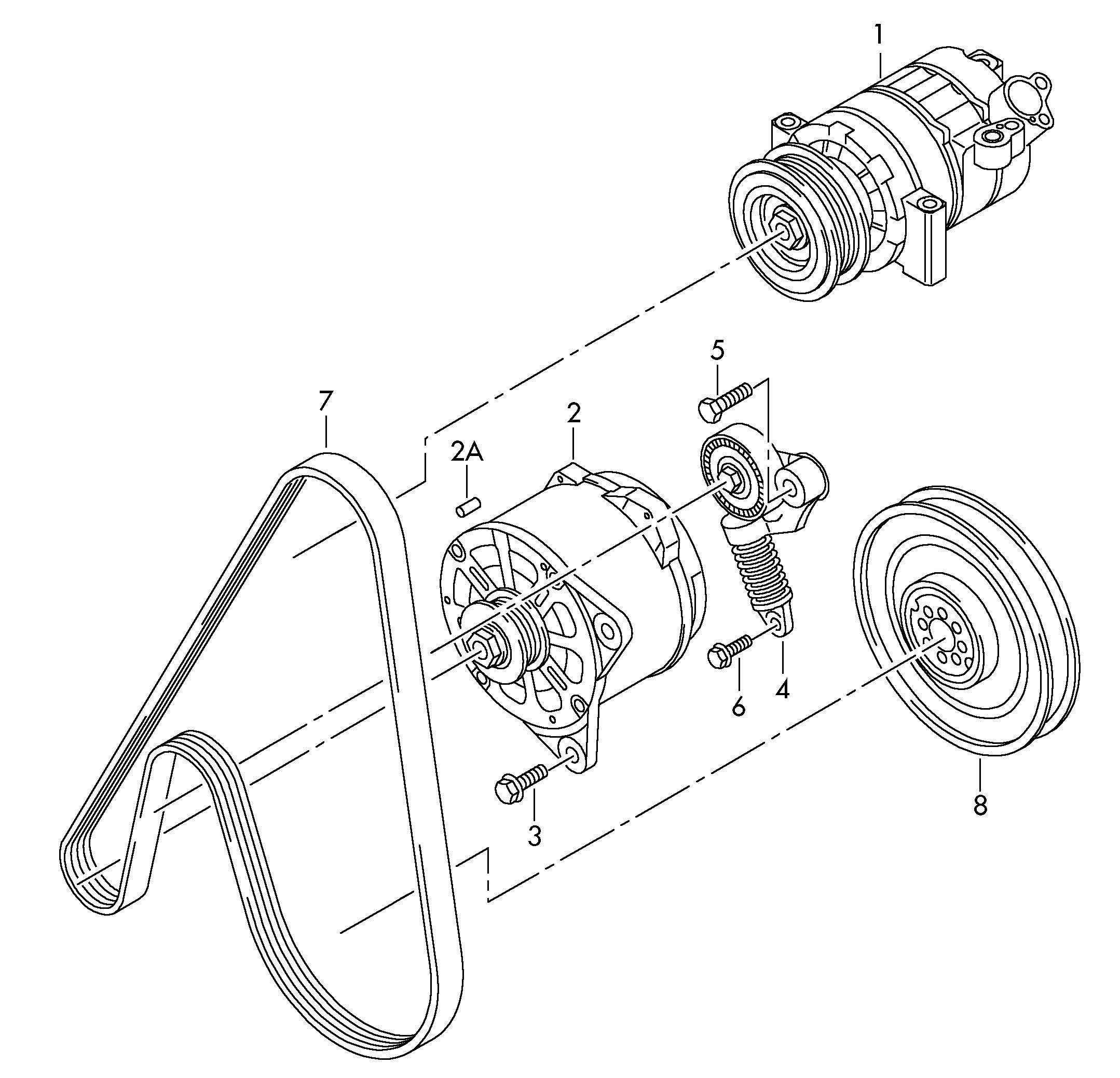 connecting and mounting parts<br>for alternator 4.2 Ltr. - Touareg - toua