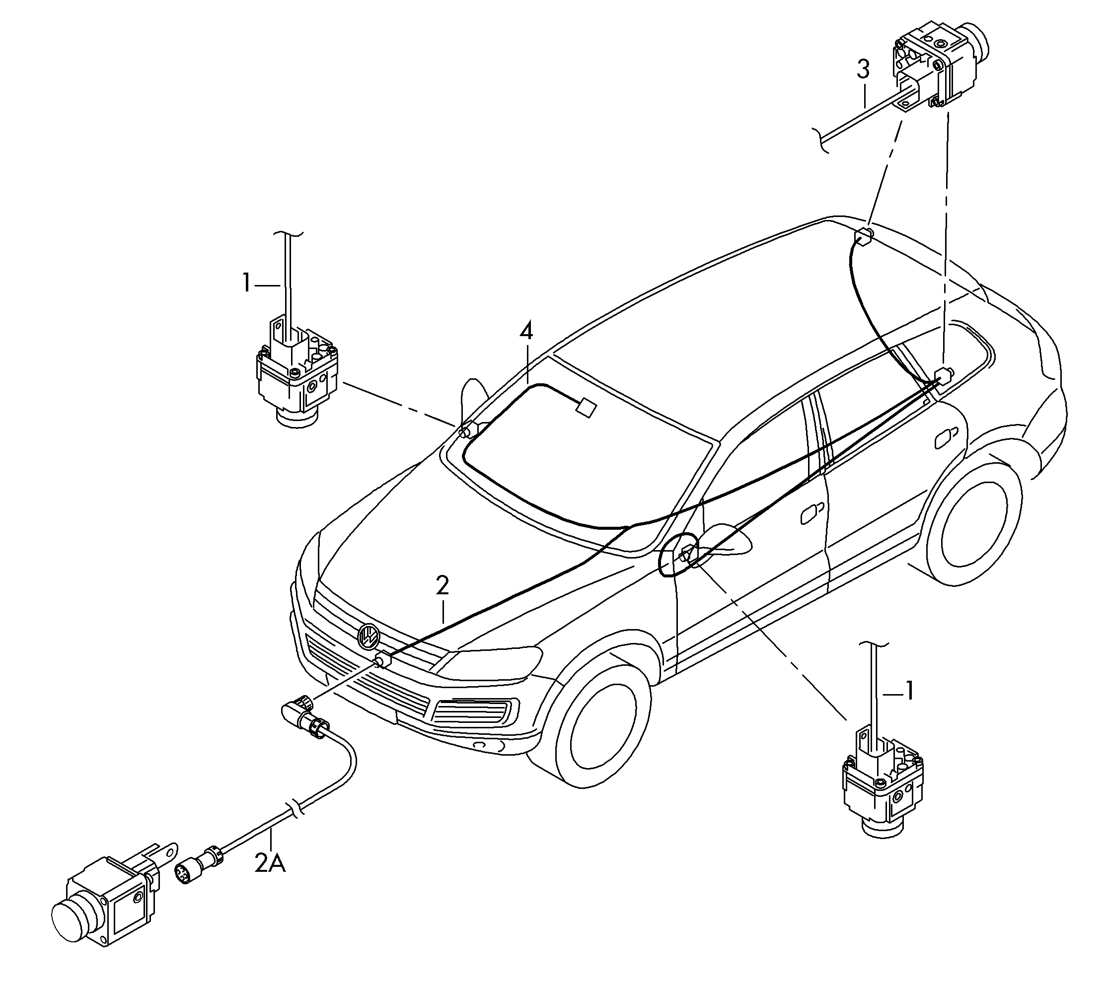 Wire setControl unit for lane guard<br>system with camera  - Touareg - toua