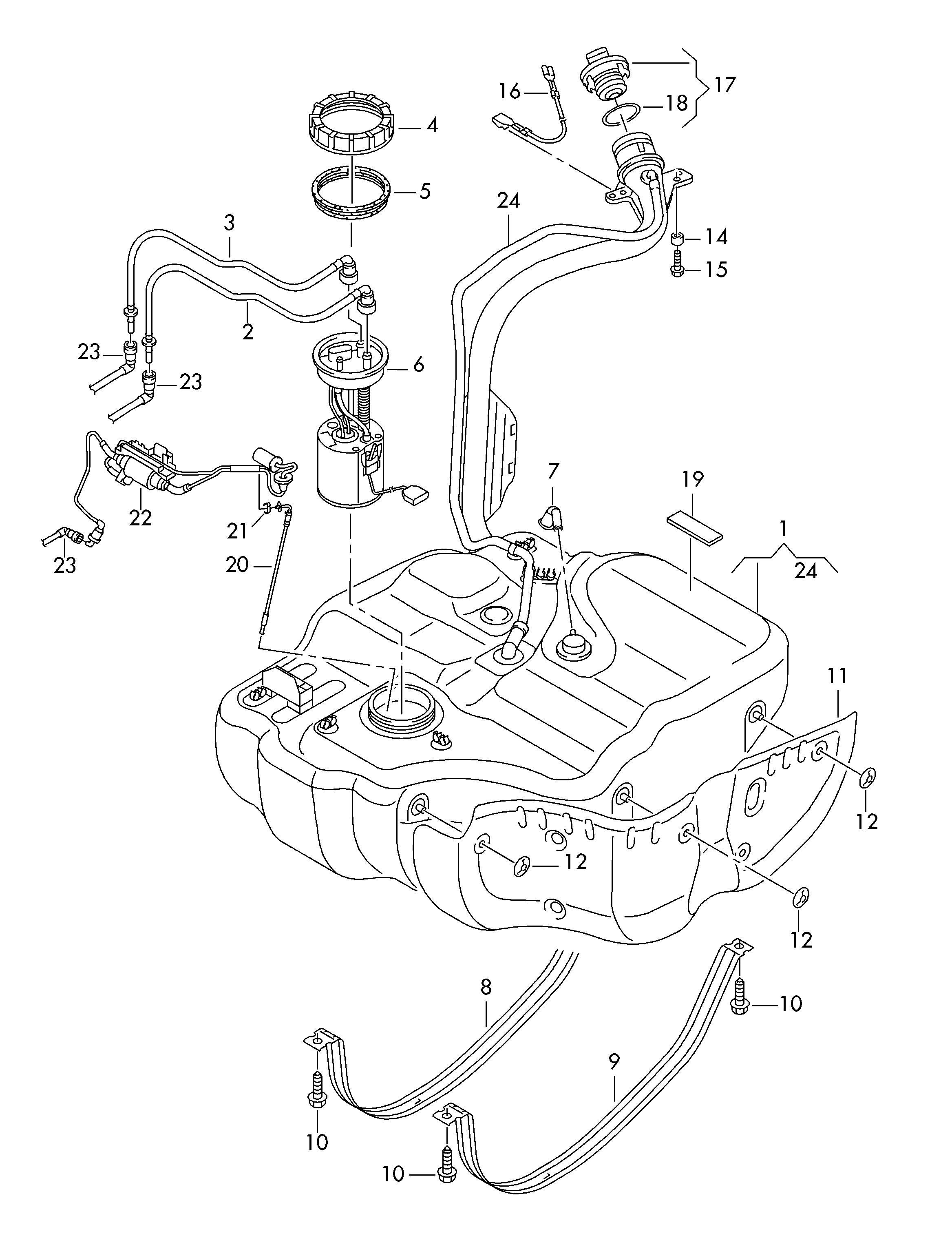 fuel tank with<br>attachments  - Touran - tou