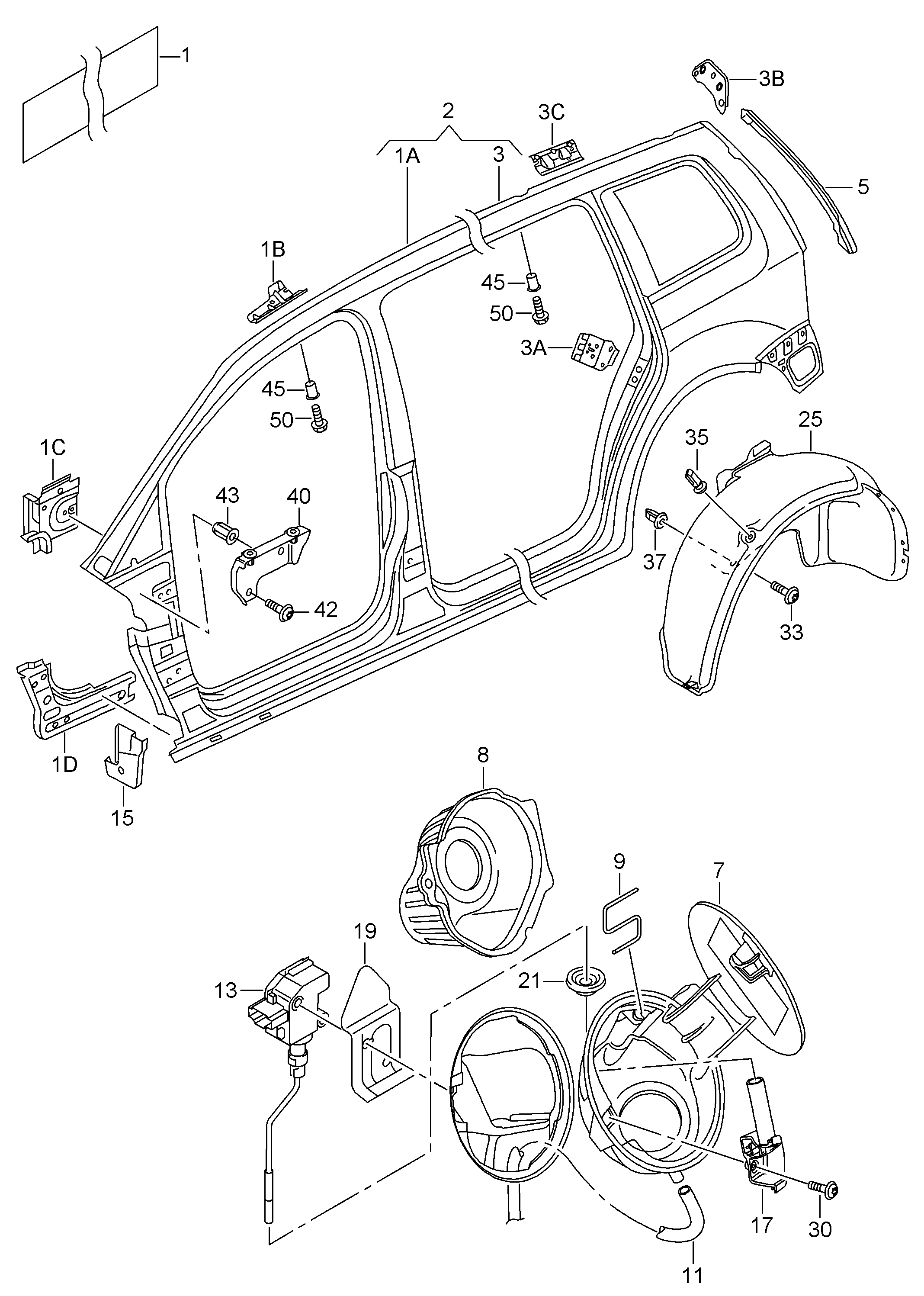 Fragment ściany bocznejNADKOLE z tworzywa sztucznegoKlapka wlewu paliwa zewnatrztył - Touran - tou