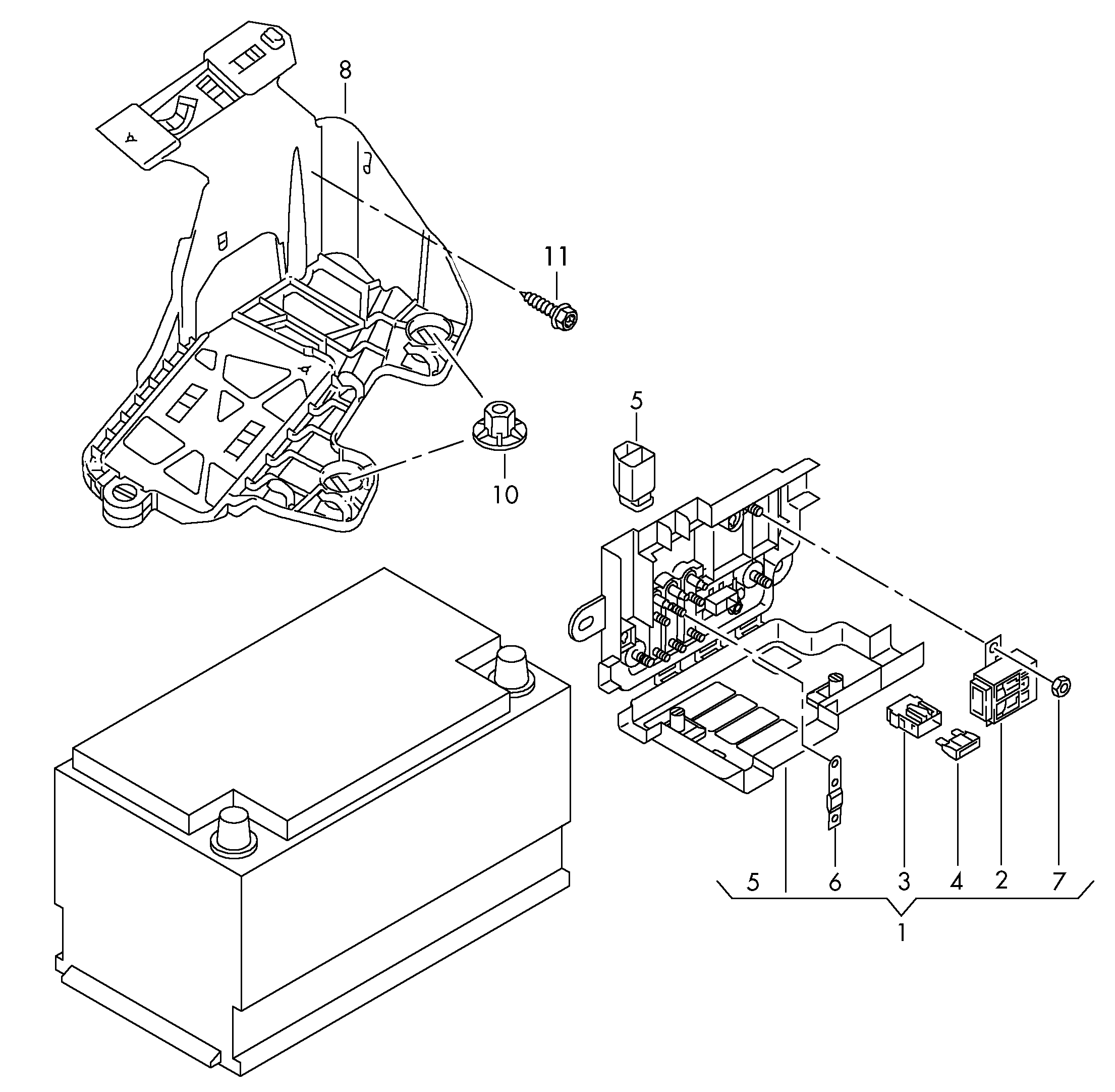 Caja principal de fusibles con<br>fusible automatico proteccion<br>contra sobrecarga bateriabateria trasero - Passat/Variant - pa