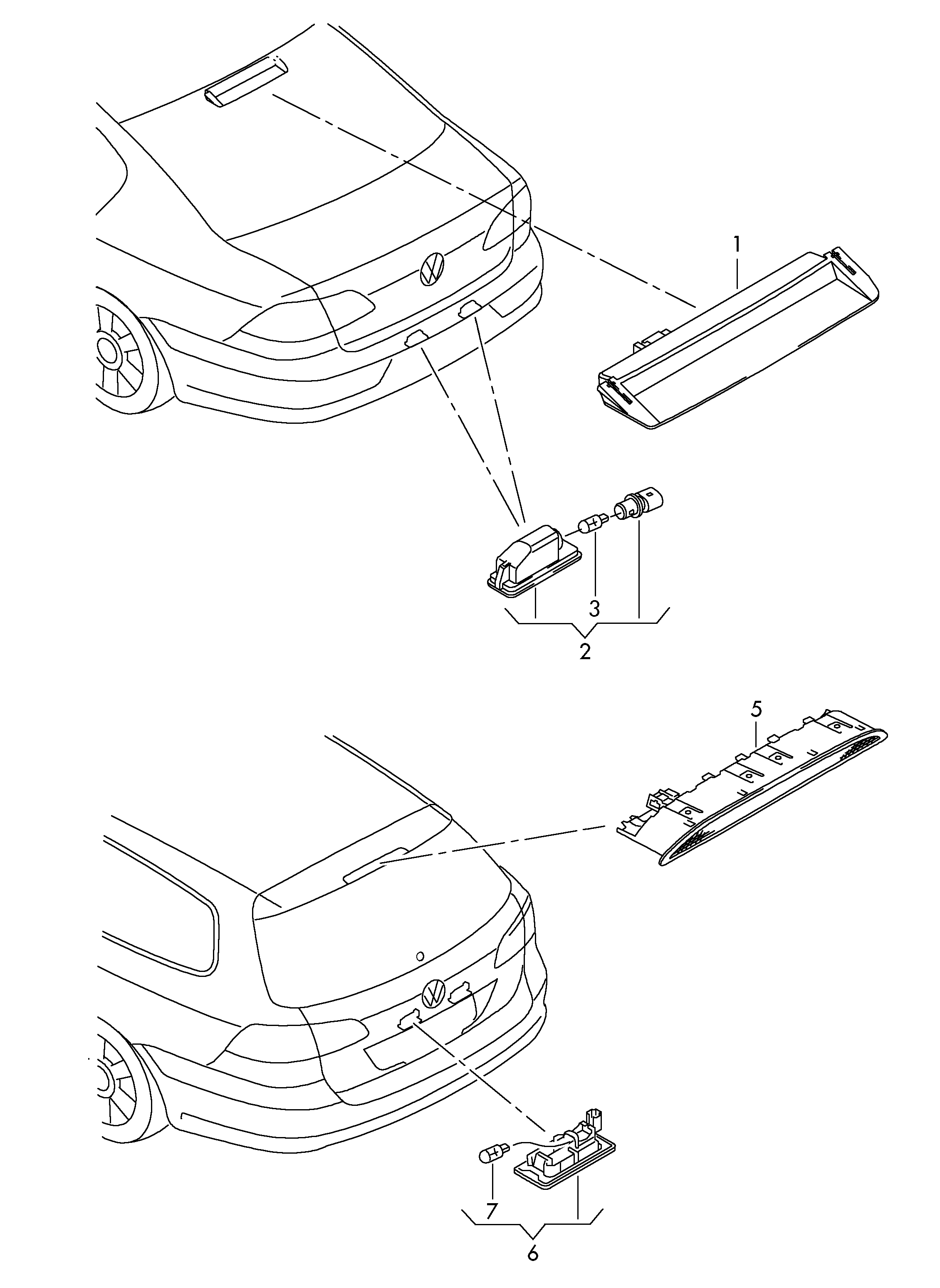 Additional brake lightLicence plate light  - Passat/Variant - pa