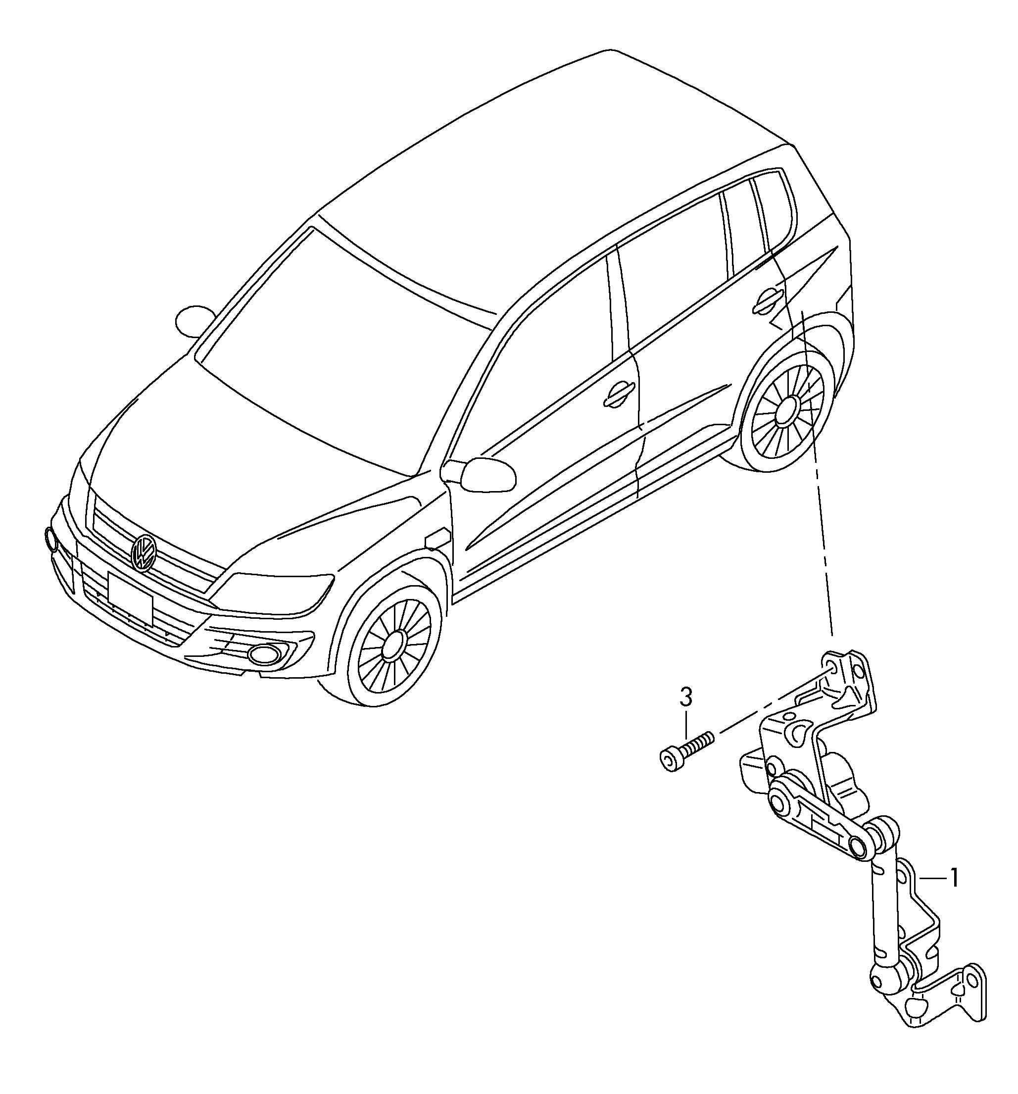 Level sensorFor vehicles with electron-<br>ically controlled damping rear - Tiguan - tig