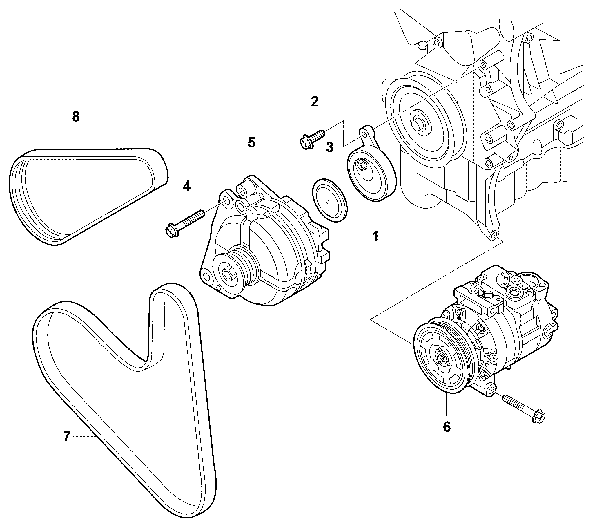 piezas conexion y<br>fijacion p. alternadorcorrea poli-V 1,6l - Polo/Derby/Vento-IND - po