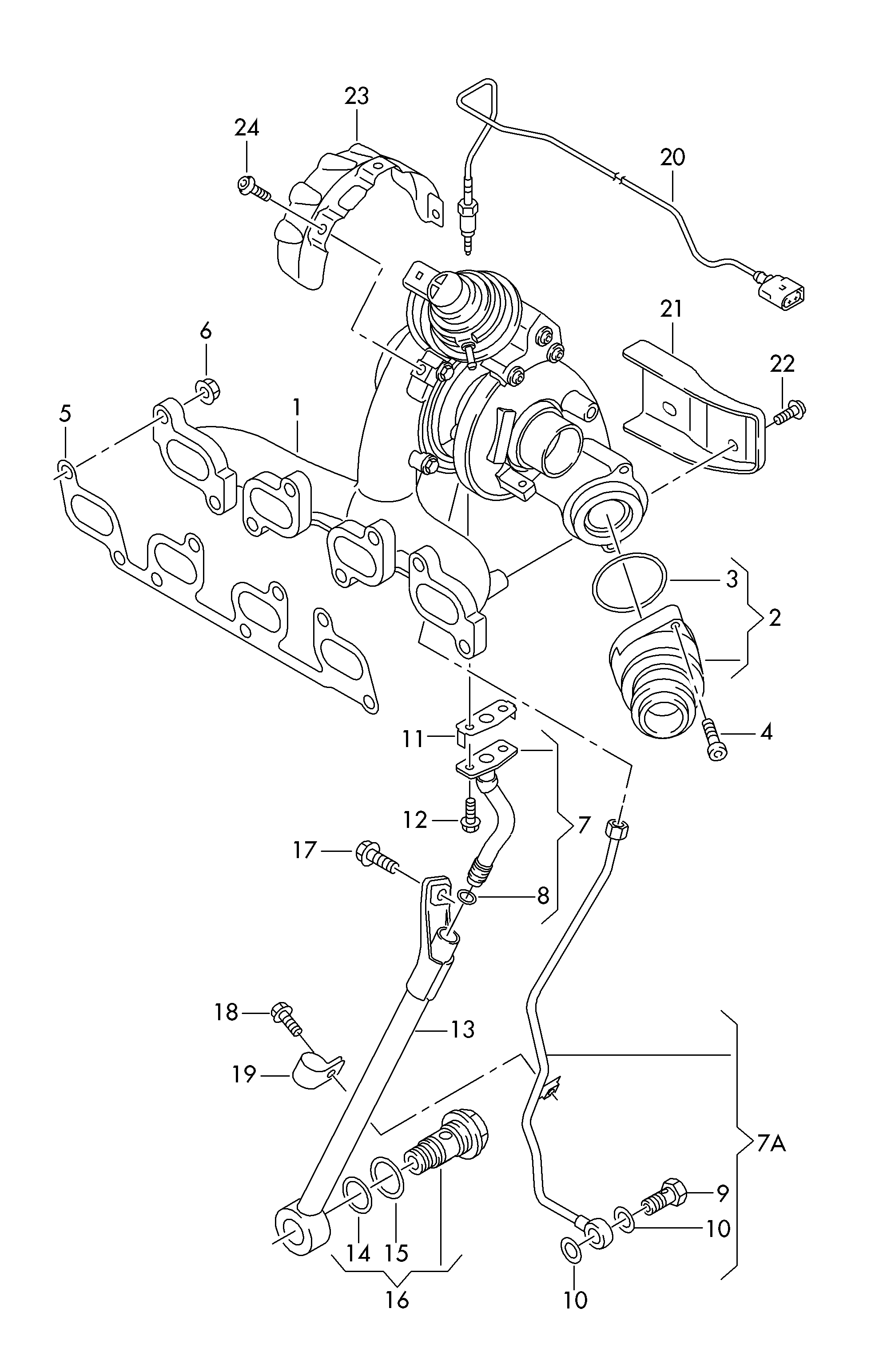 Exhaust manifold with turbo-<br>charger 2.0 Ltr. - Caddy - cad