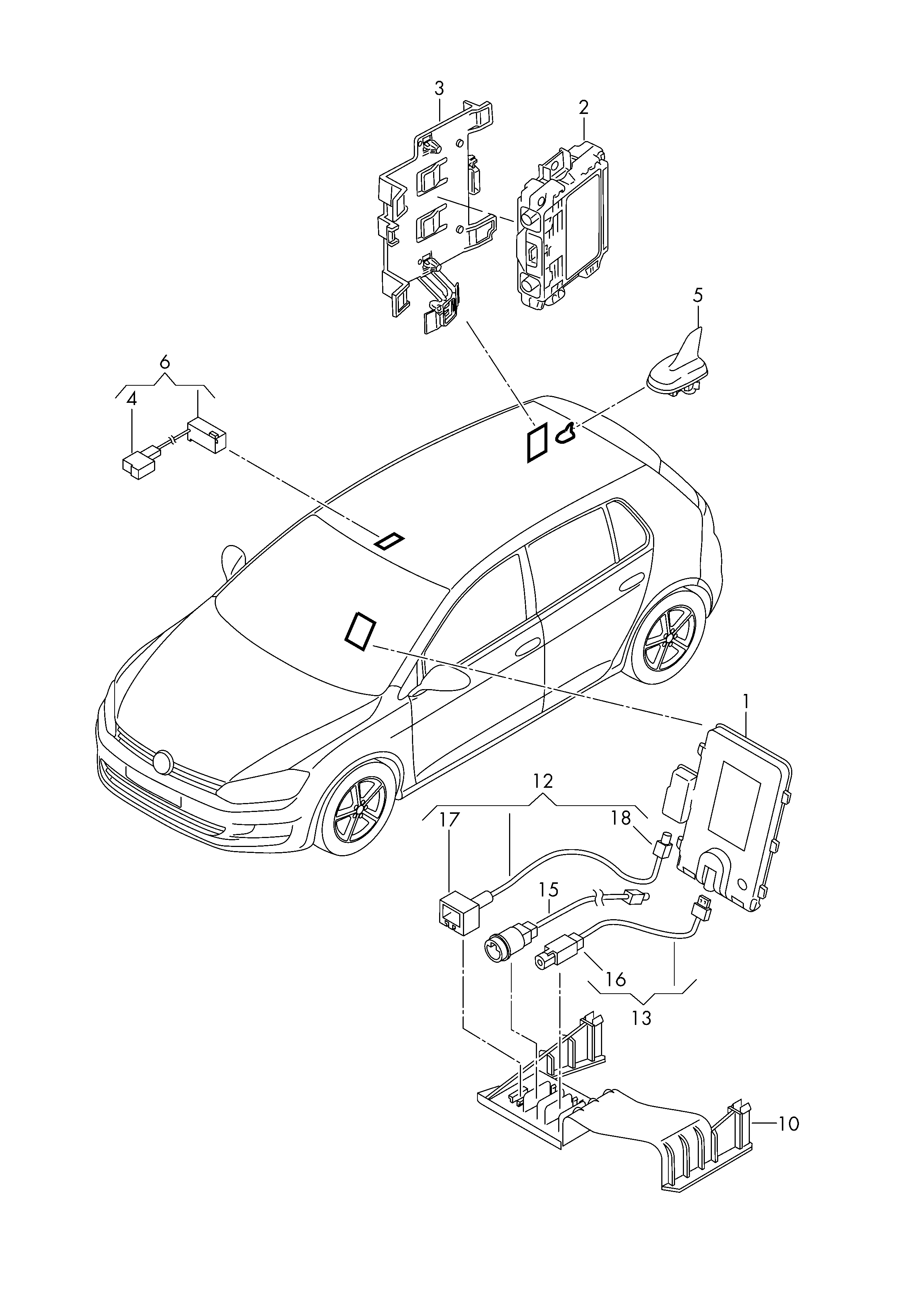 Electric parts for<br>telephone  - Golf/Variant/4Motion - golf