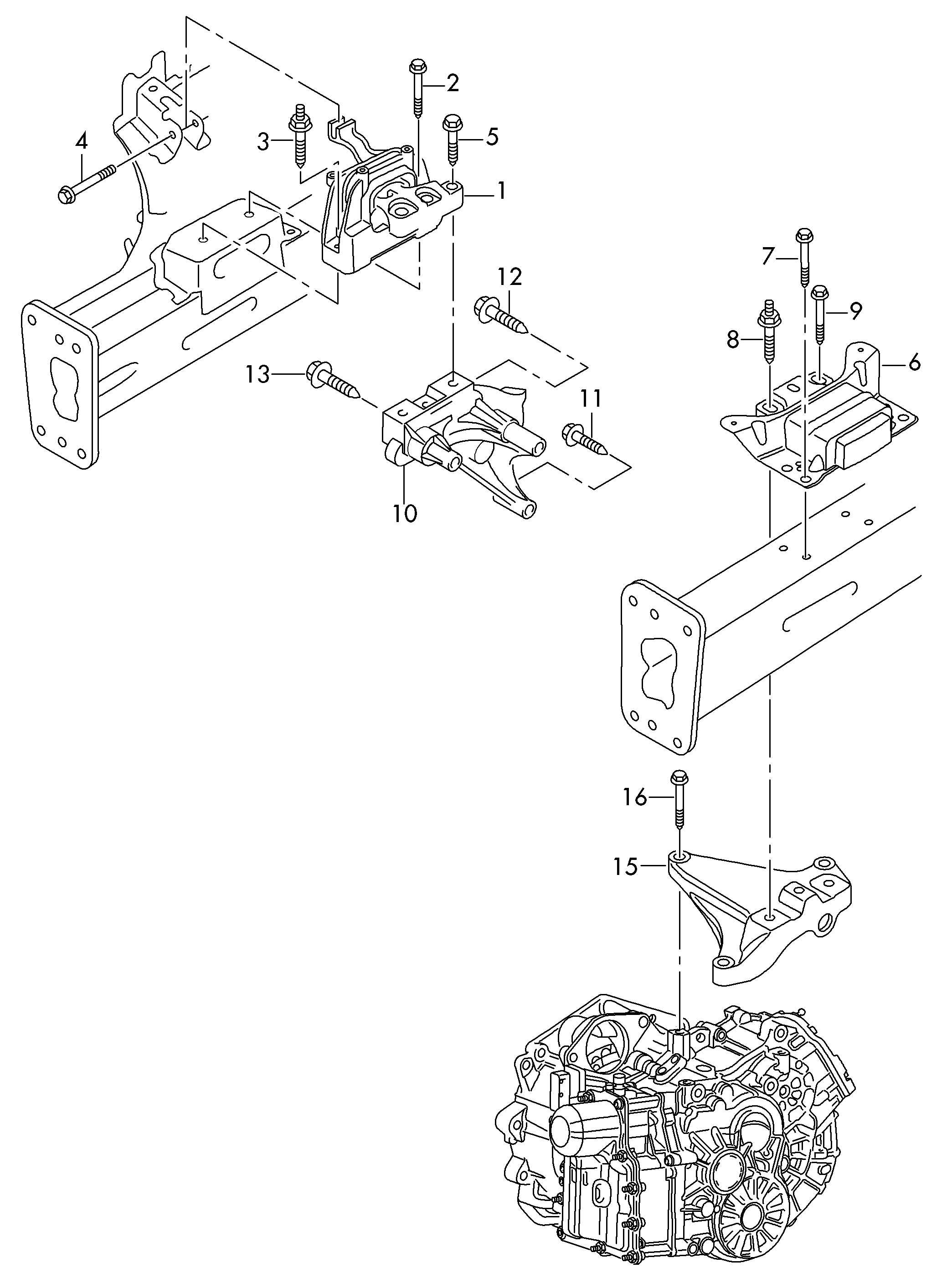 mounting parts for engine and<br>transmission 1.6-2.0 litres - Golf/Variant/4Motion - golf