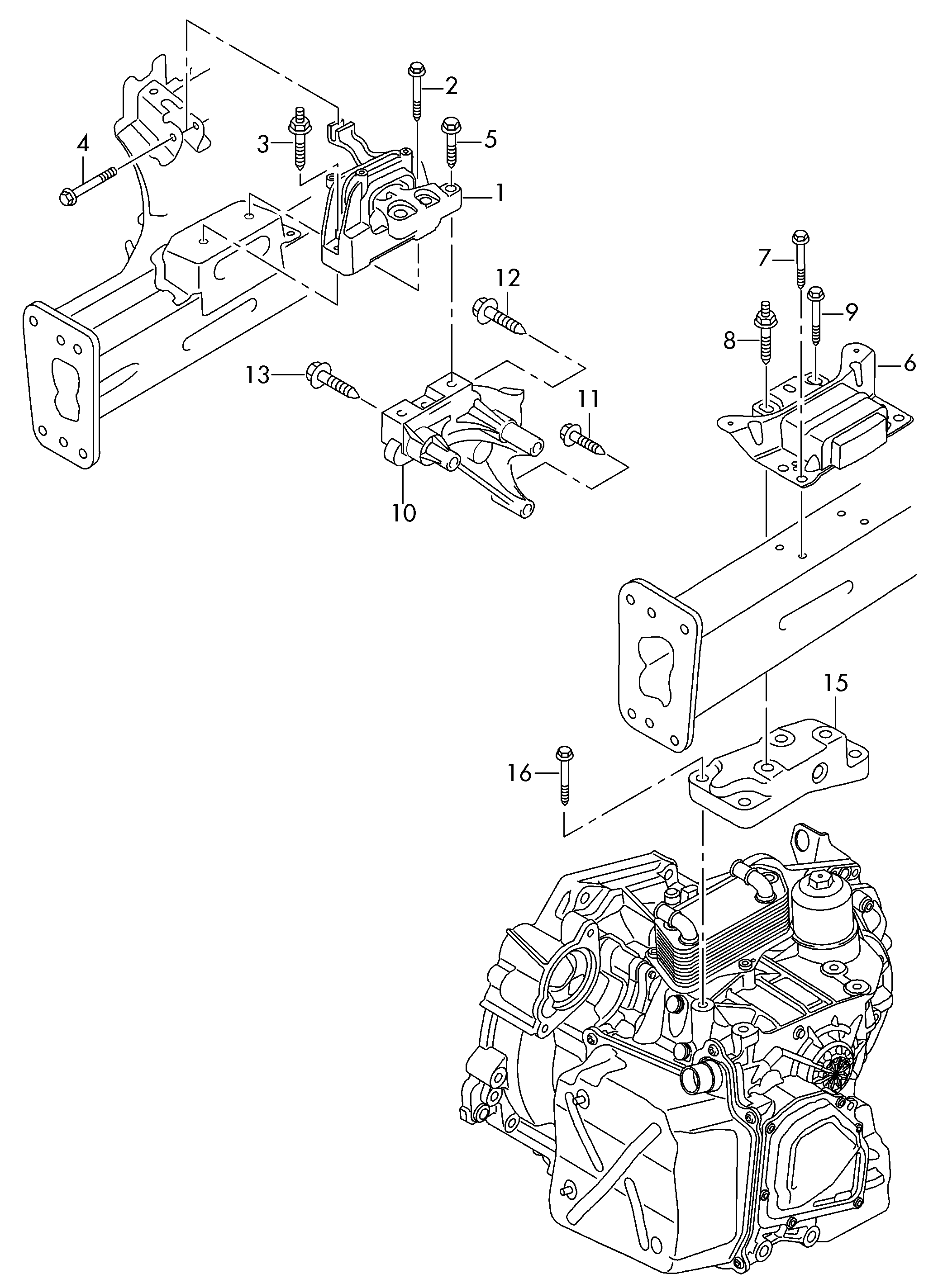 mounting parts for engine and<br>transmission 2.0 Ltr. - Golf - go