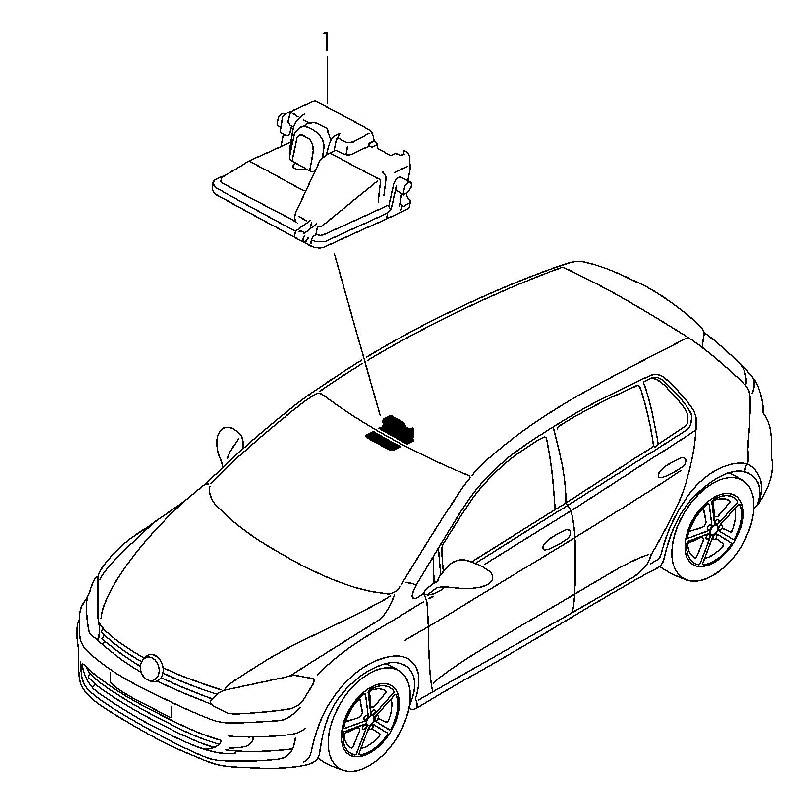 Control unit with camera for<br>traffic sign recognition,<br>dynamic high-beam headlight,<br>high-beam assistant and Lane<br>Assist  - e-Golf - goe