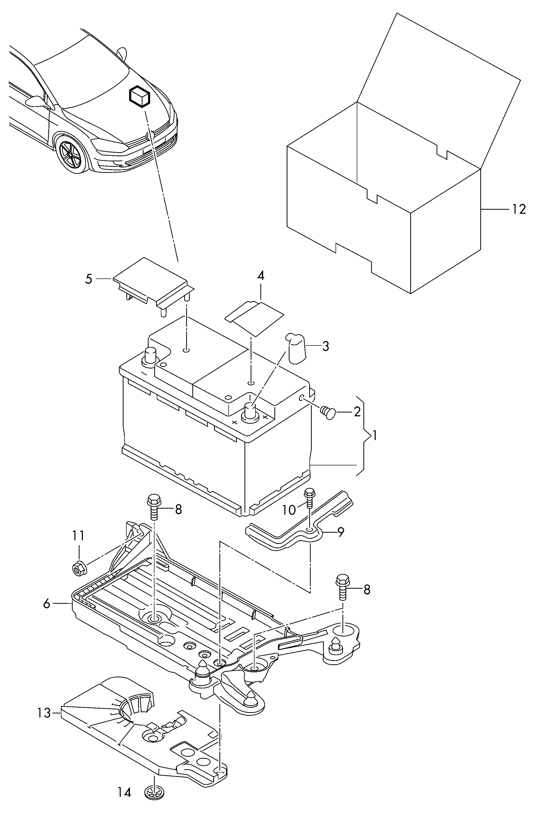 battery protection coverFor vehicles without<br>start-stop operation  - Golf/Variant/4Motion - golf