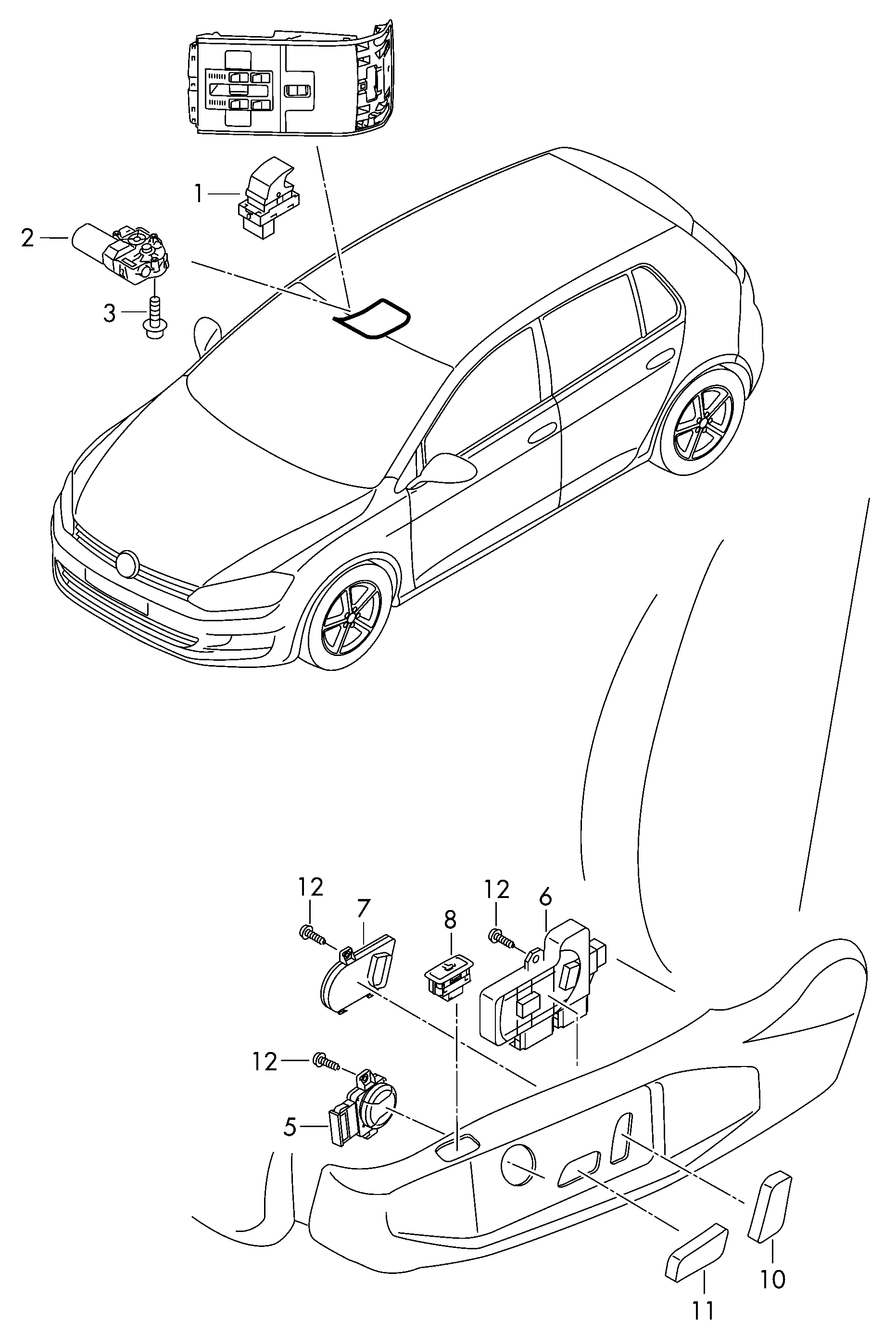 switch for seat adjustment  - Golf/Variant/4Motion - golf
