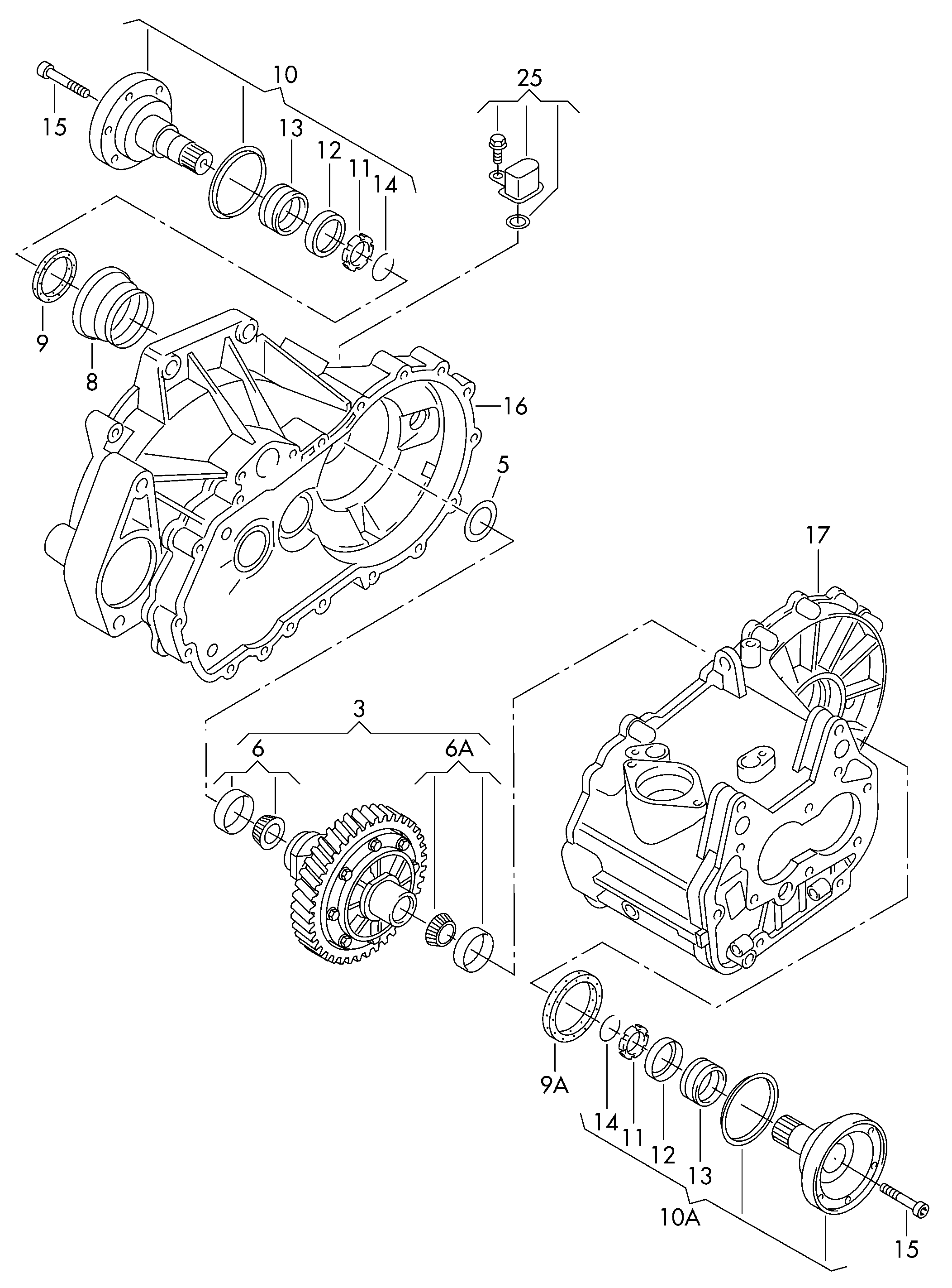 Boitier de differentielcouple coniquep. boite mecanique 5 vit. MQ200 - Polo/Vento/Classic-IND - po