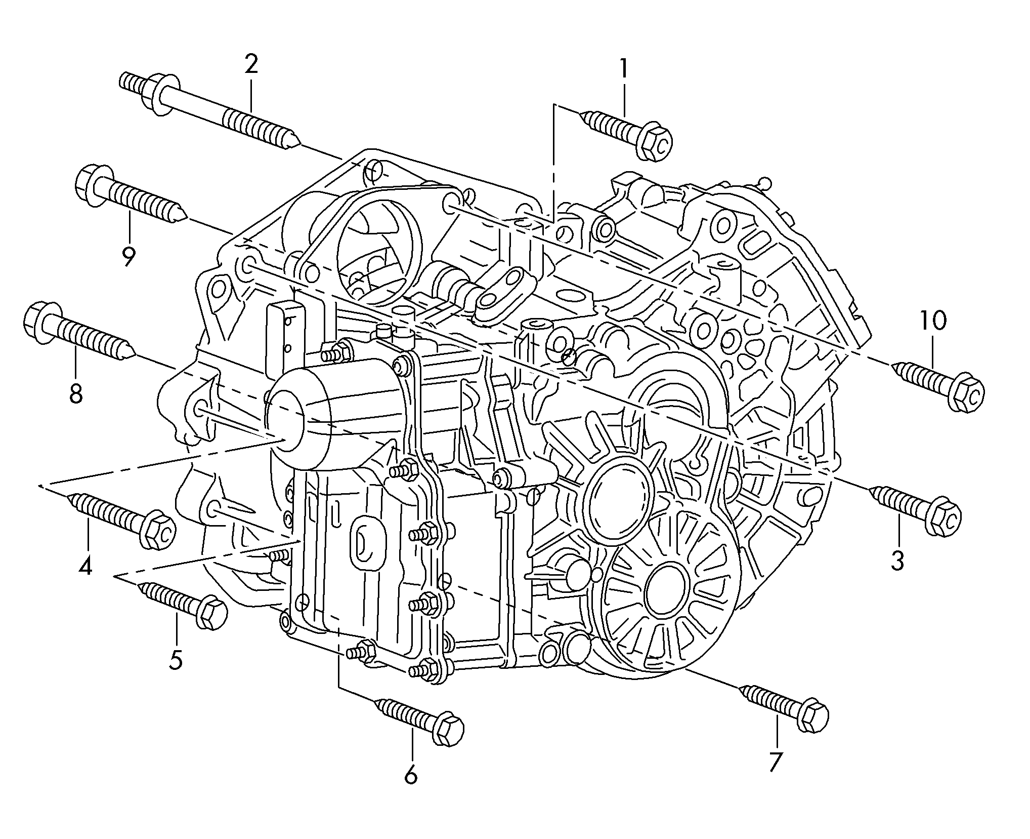 Детали крепления для двигателя<br>и КПдля 7-ступ. КП<br>DSG DQ200 - Golf/Variant/4Motion - golf