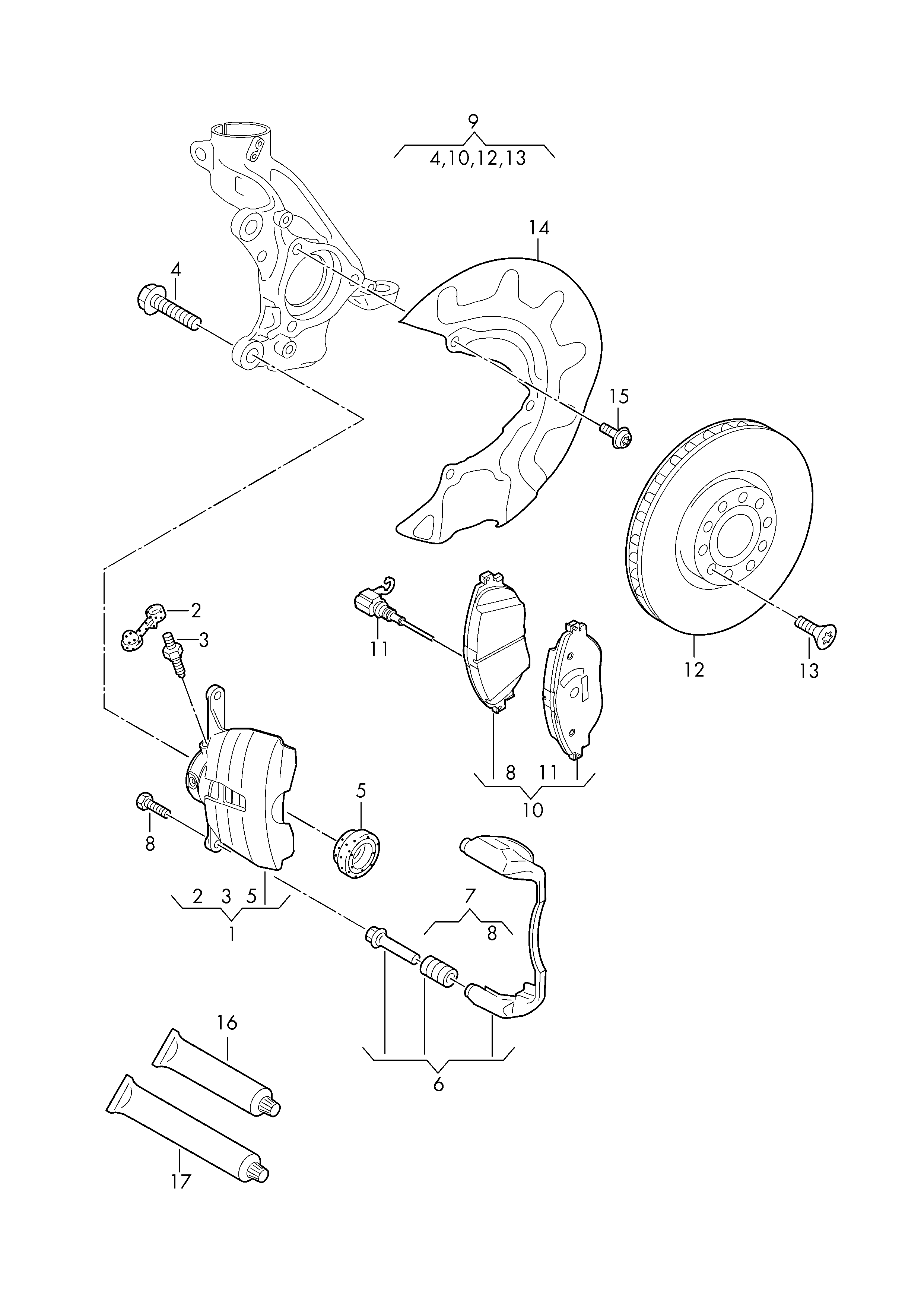 Floating caliper brake front - Golf/Variant/4Motion - golf