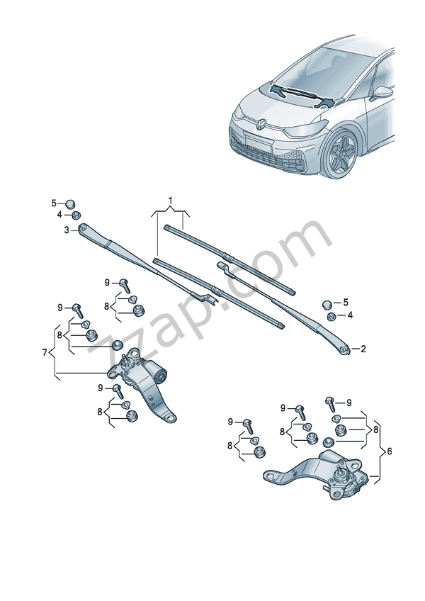 Window wiper mounting with<br>wiper motor ID.3 (ID3) 2024 year  