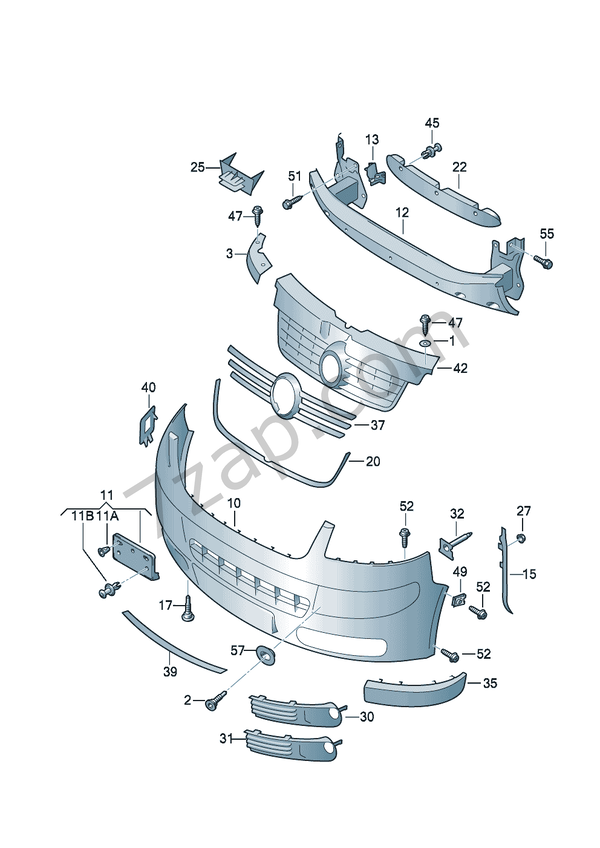 Stossfänger vorn Transporter (TR) 2008 jahr volkswagen EUROPA 807000 