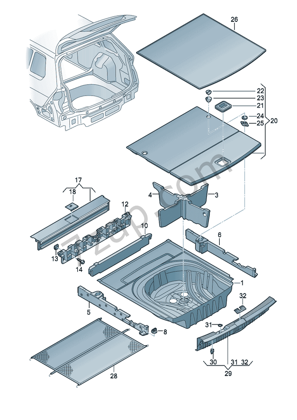 Luggage comp. floor coveringCover for lock carrier... Golf/Variant