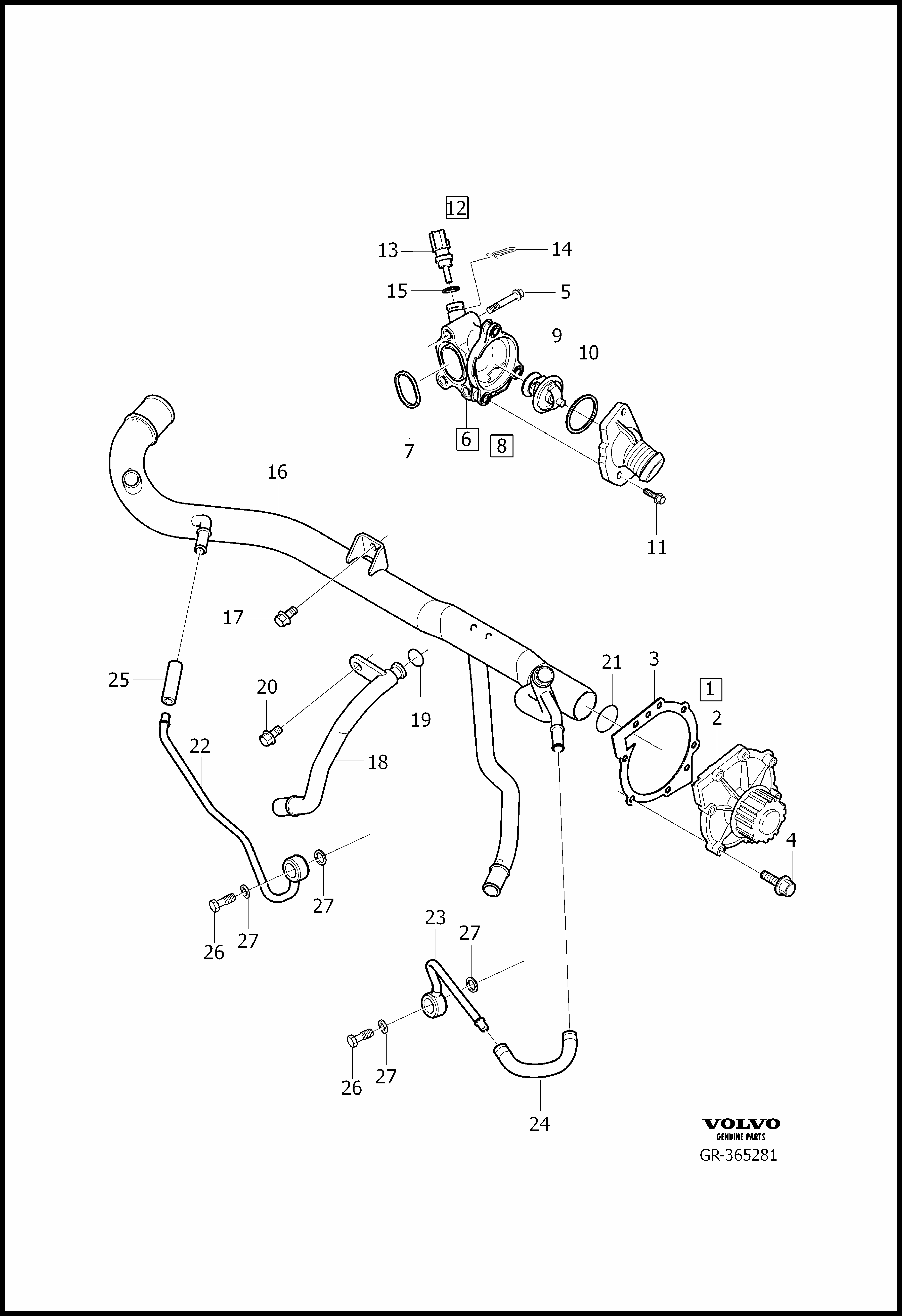 coolant pump, thermostat and cable для Volvo S80L S80L