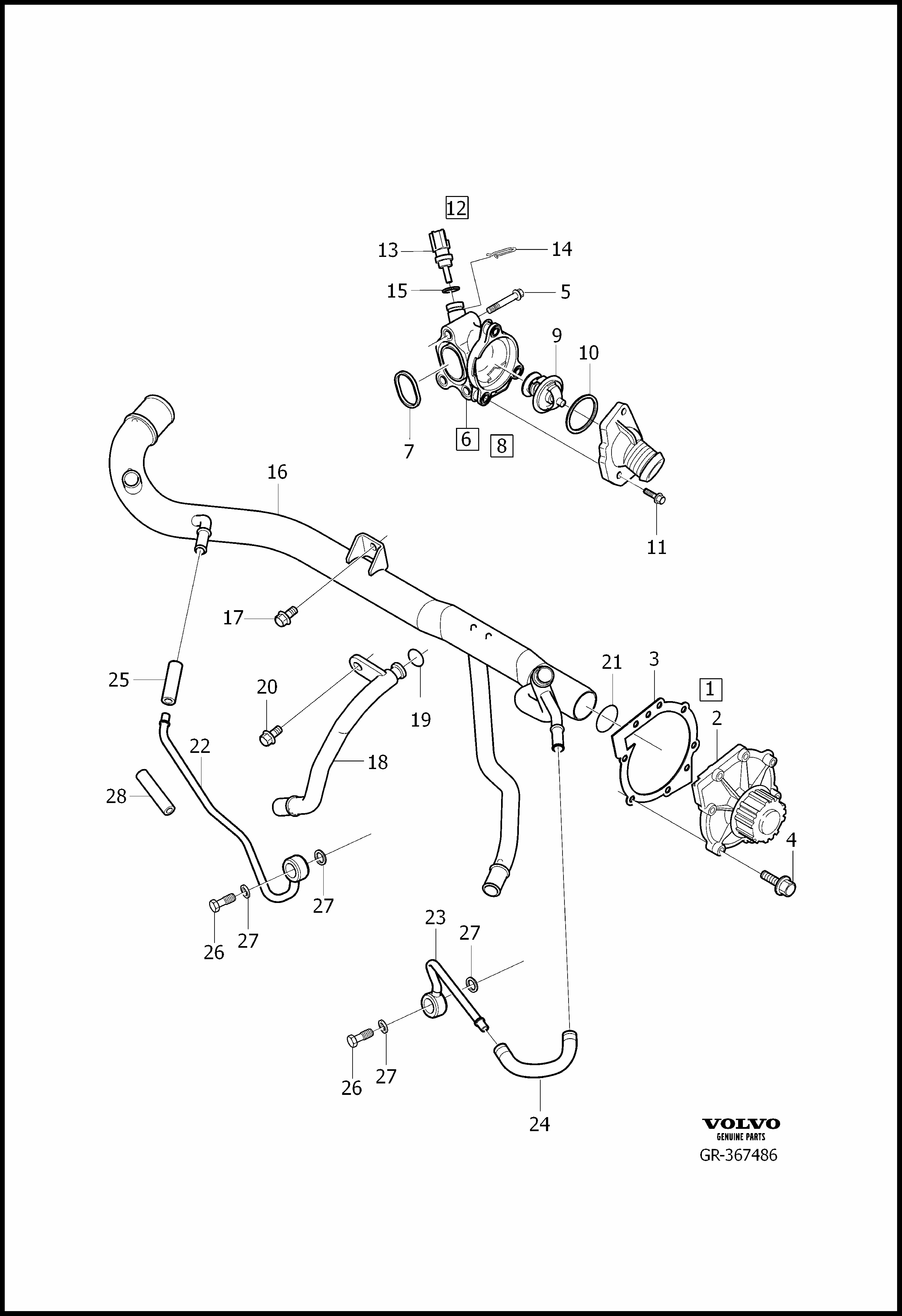 coolant pump, thermostat and cable Για Volvo S80L S80L