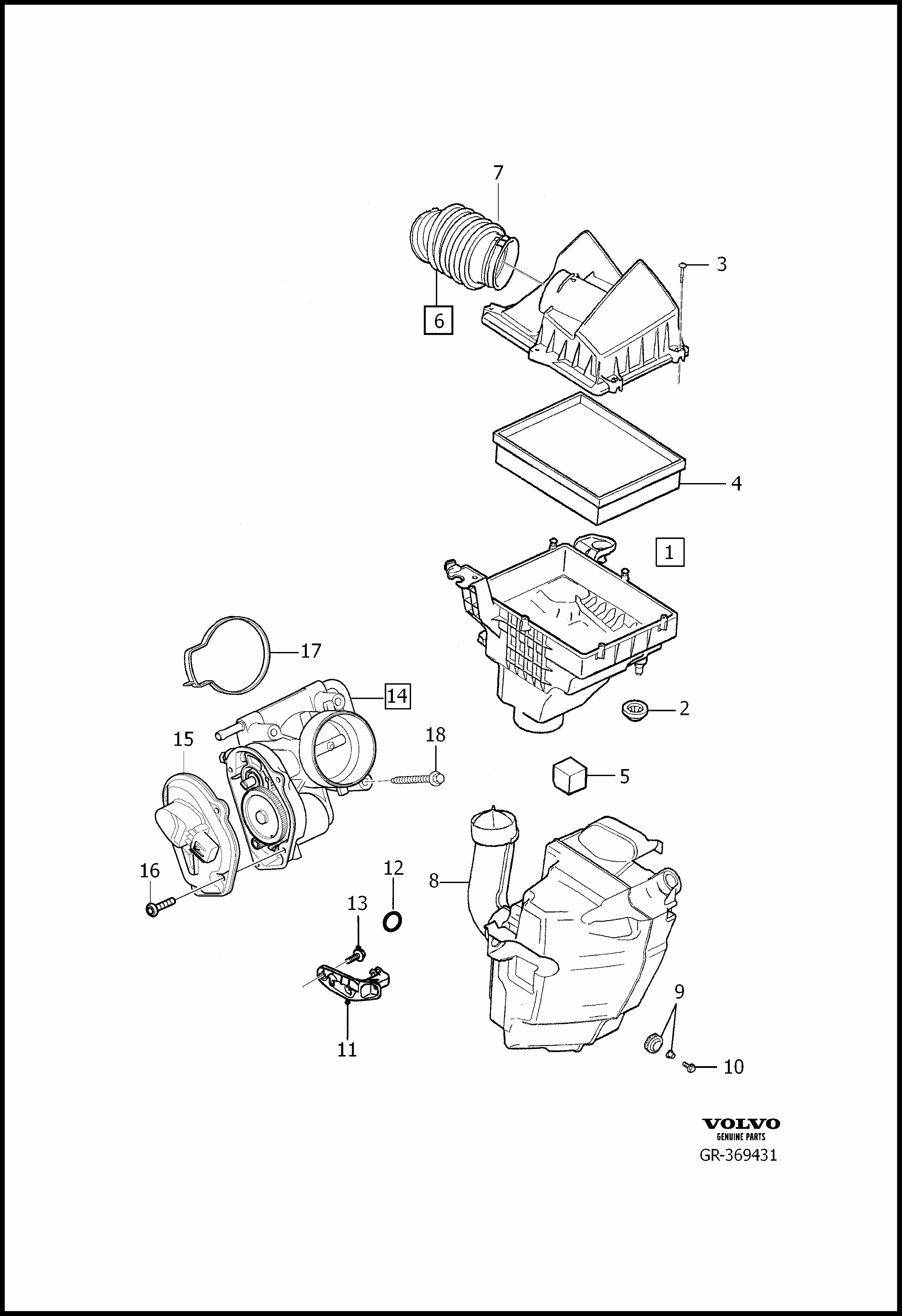 Buy Volvo C30 M Air cleaner and throttle housing parts online 2007 ...
