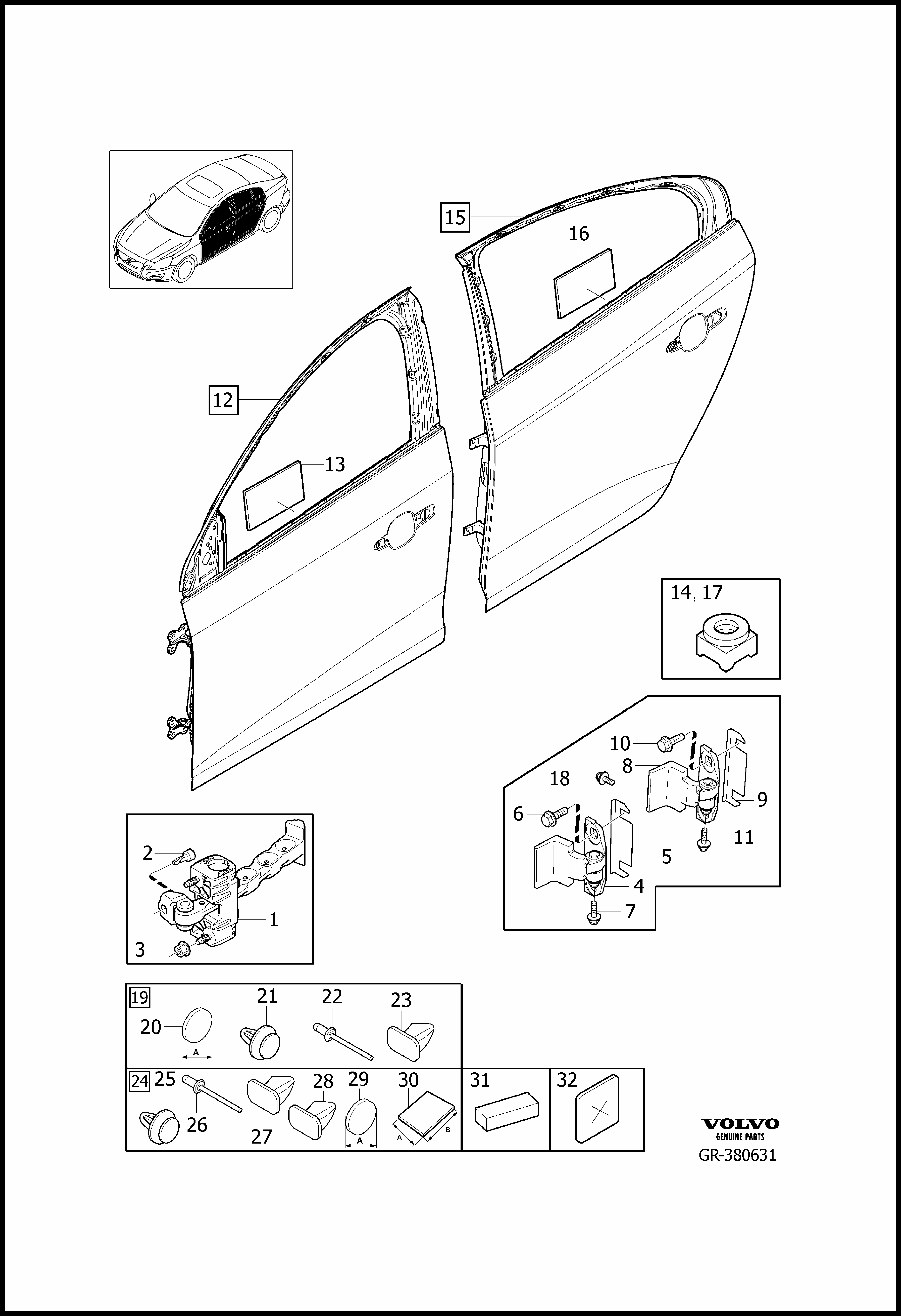 Buy Volvo S60L Side door assembly parts online 2014 - 2015 — Global | 7zap