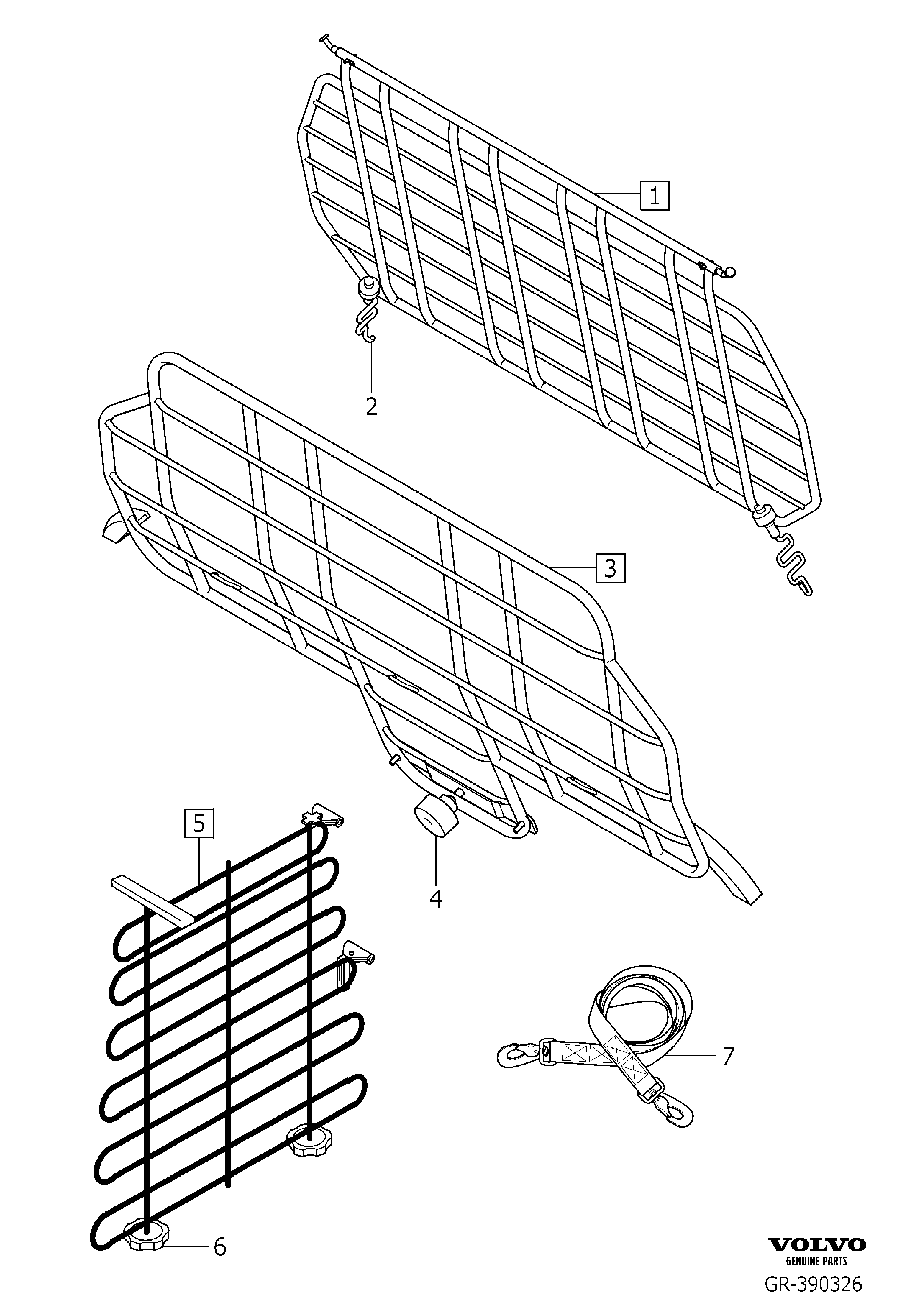 Buy Volvo XC90 Load securing system cargo compartment parts online 2003 ...