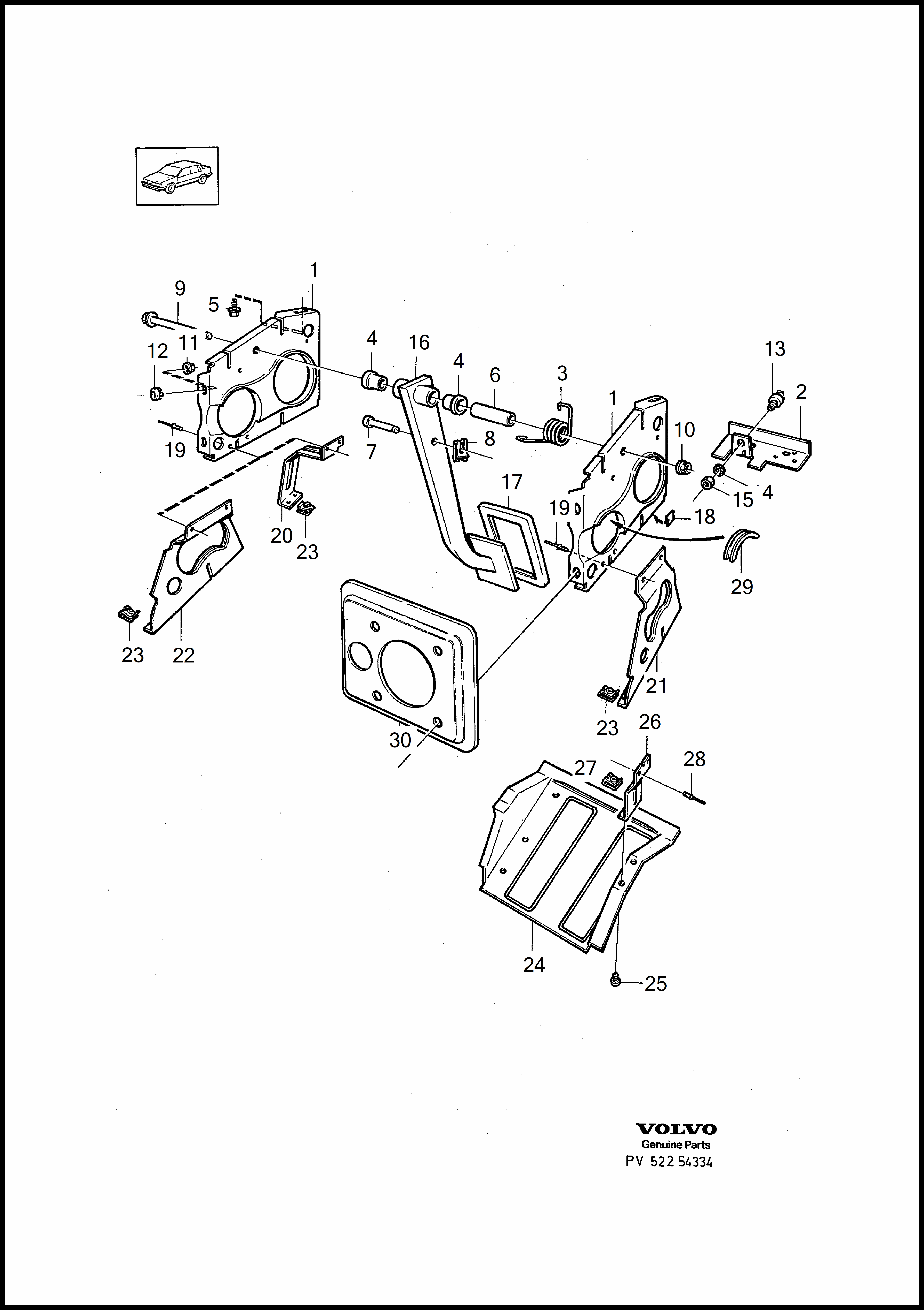 brake pedal pour Volvo 960 960