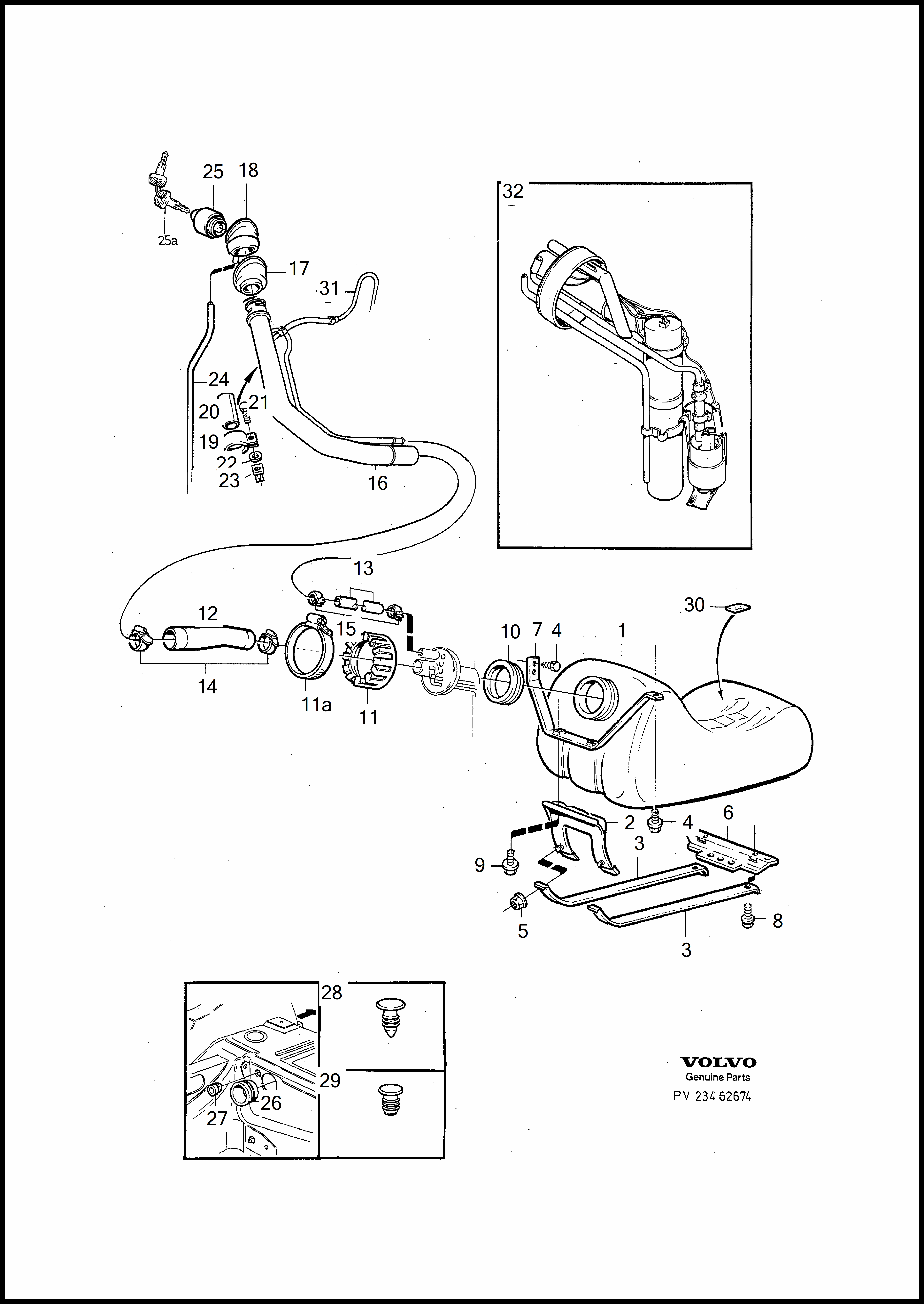 fuel tank and connecting parts pre Volvo 960 960