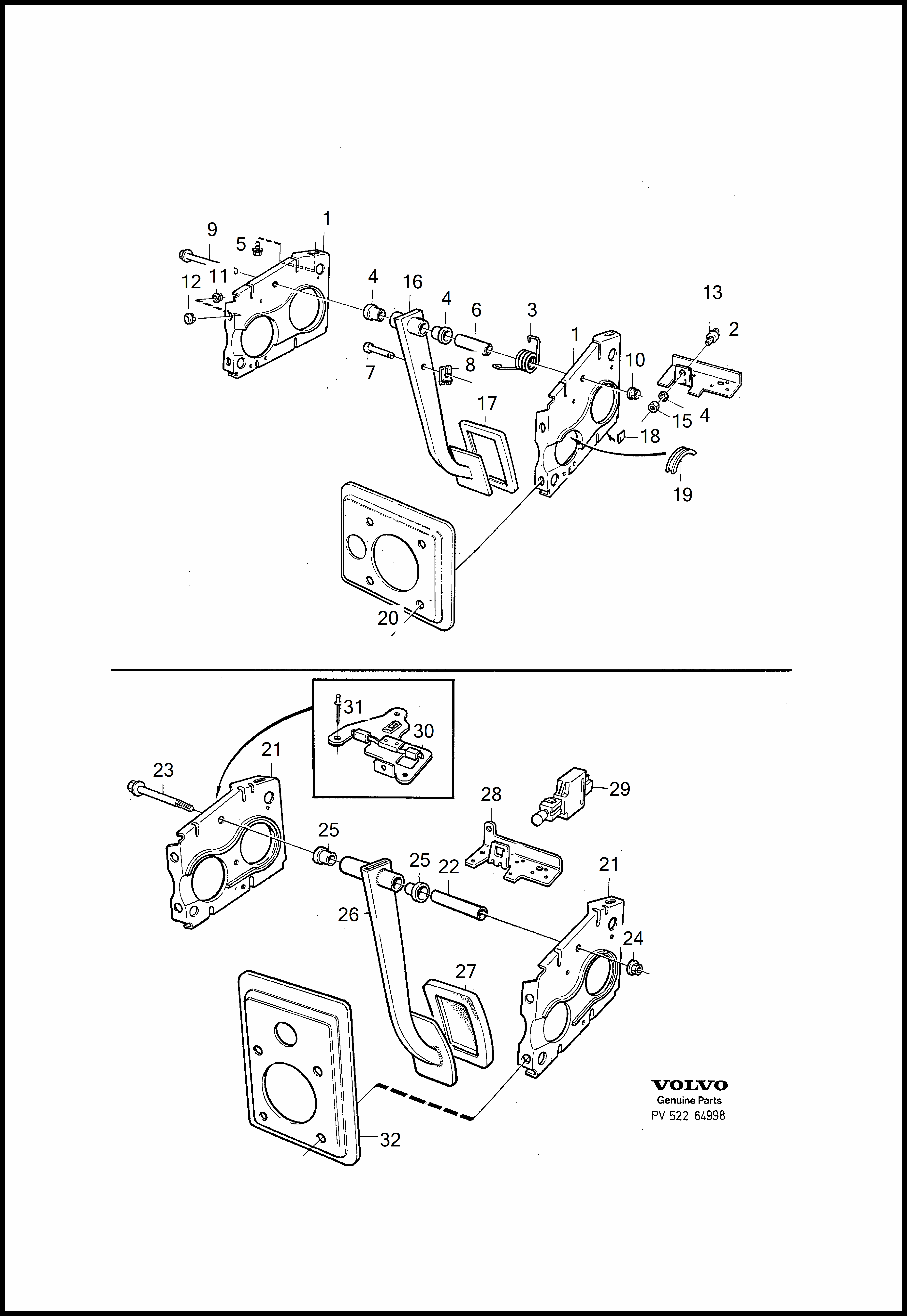 brake pedal for Volvo 960 960