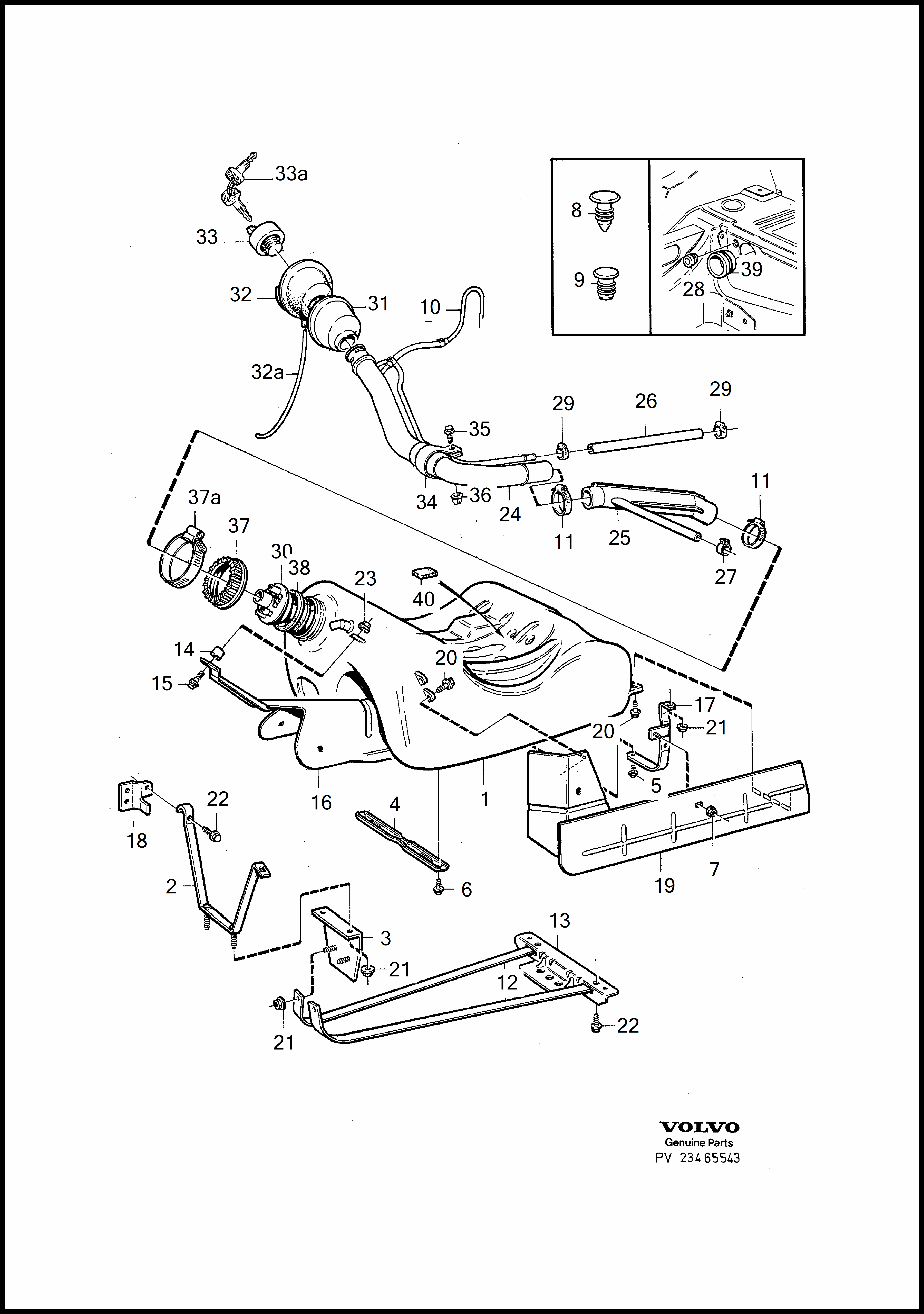 fuel tank and connecting parts 为了 Volvo 960 960