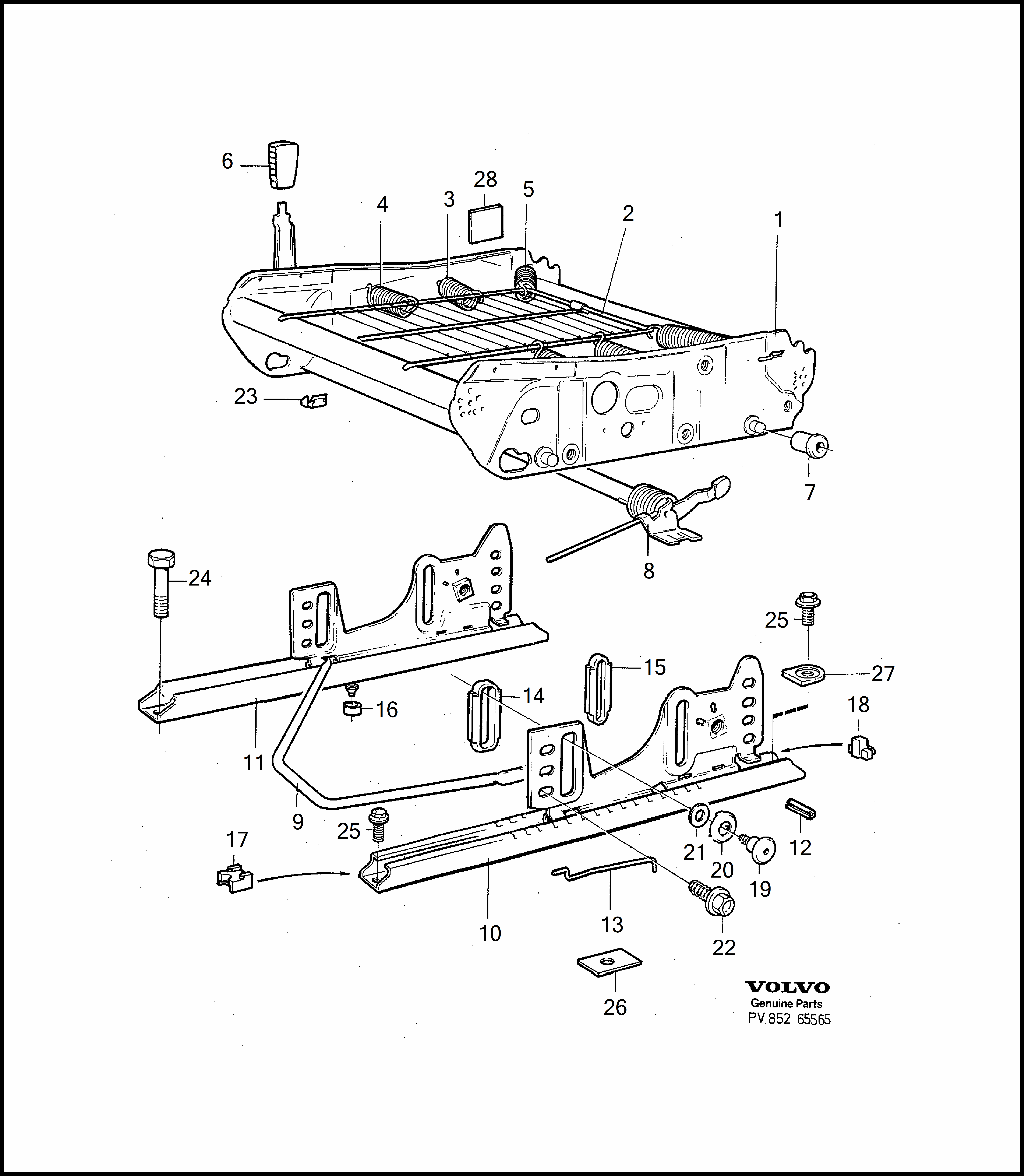 subframe for seat, manual adjustment for Volvo 960 960