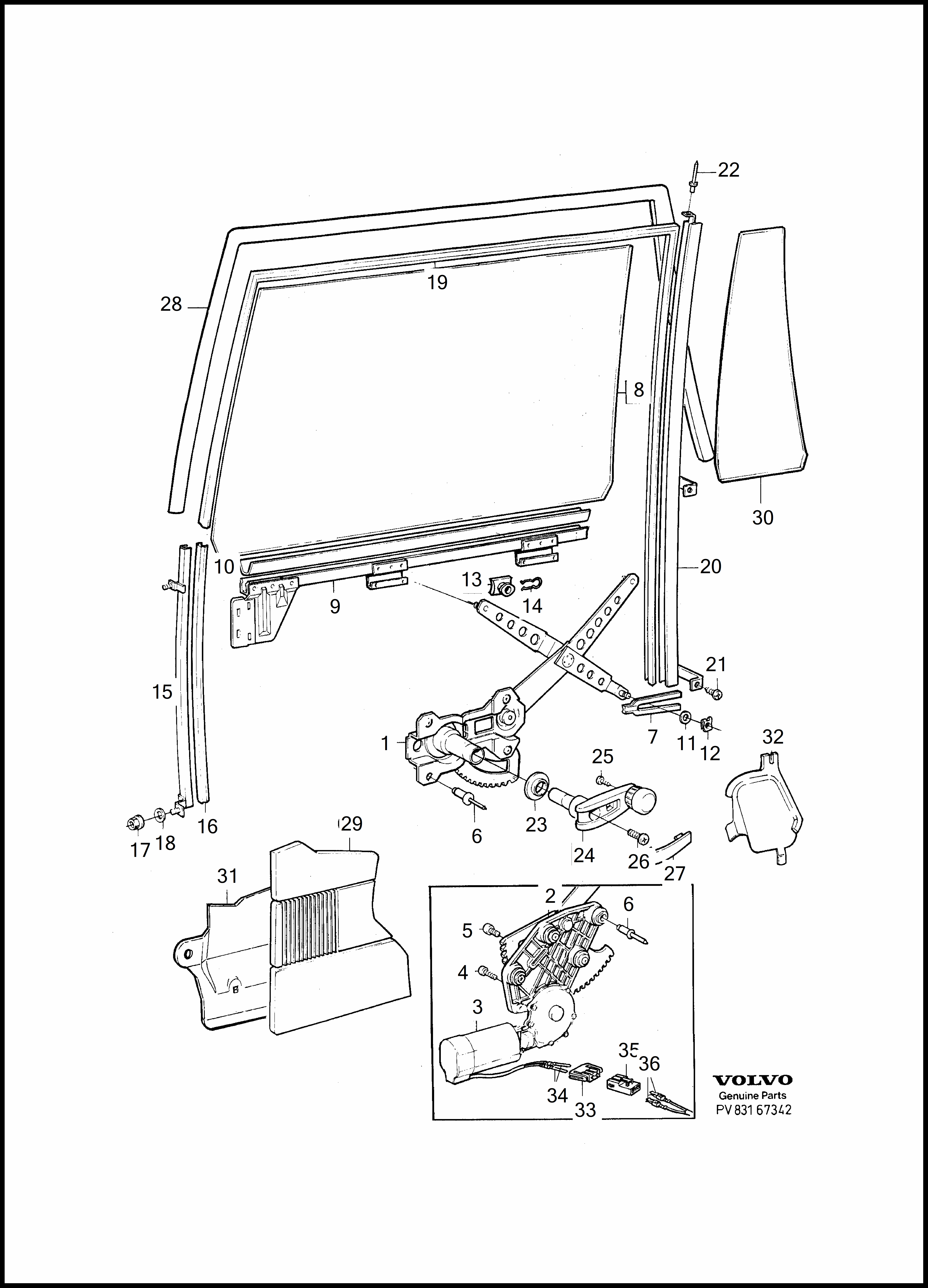Window lift mechanism voor Volvo 960 960