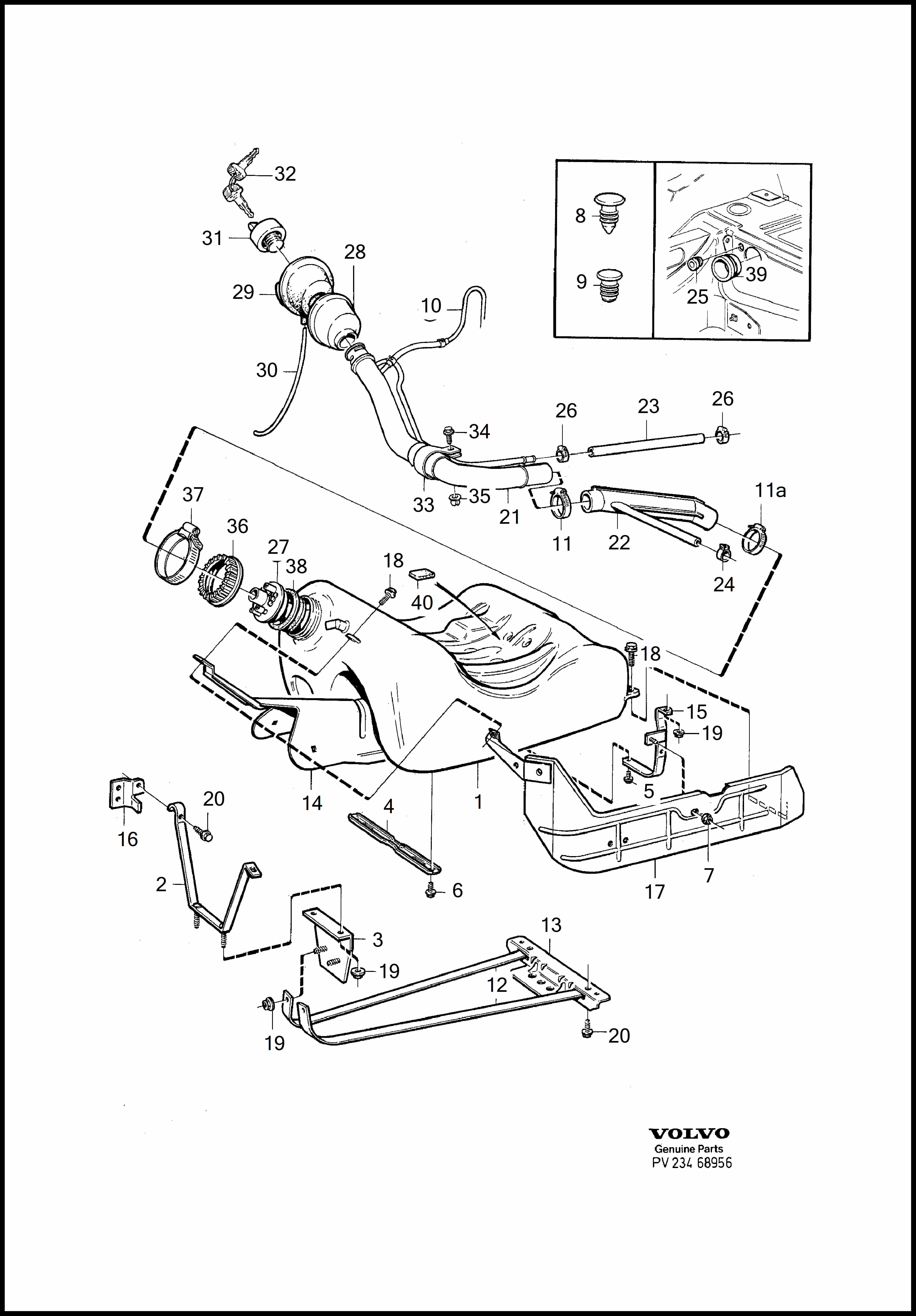 fuel tank and connecting parts dla Volvo 960 960