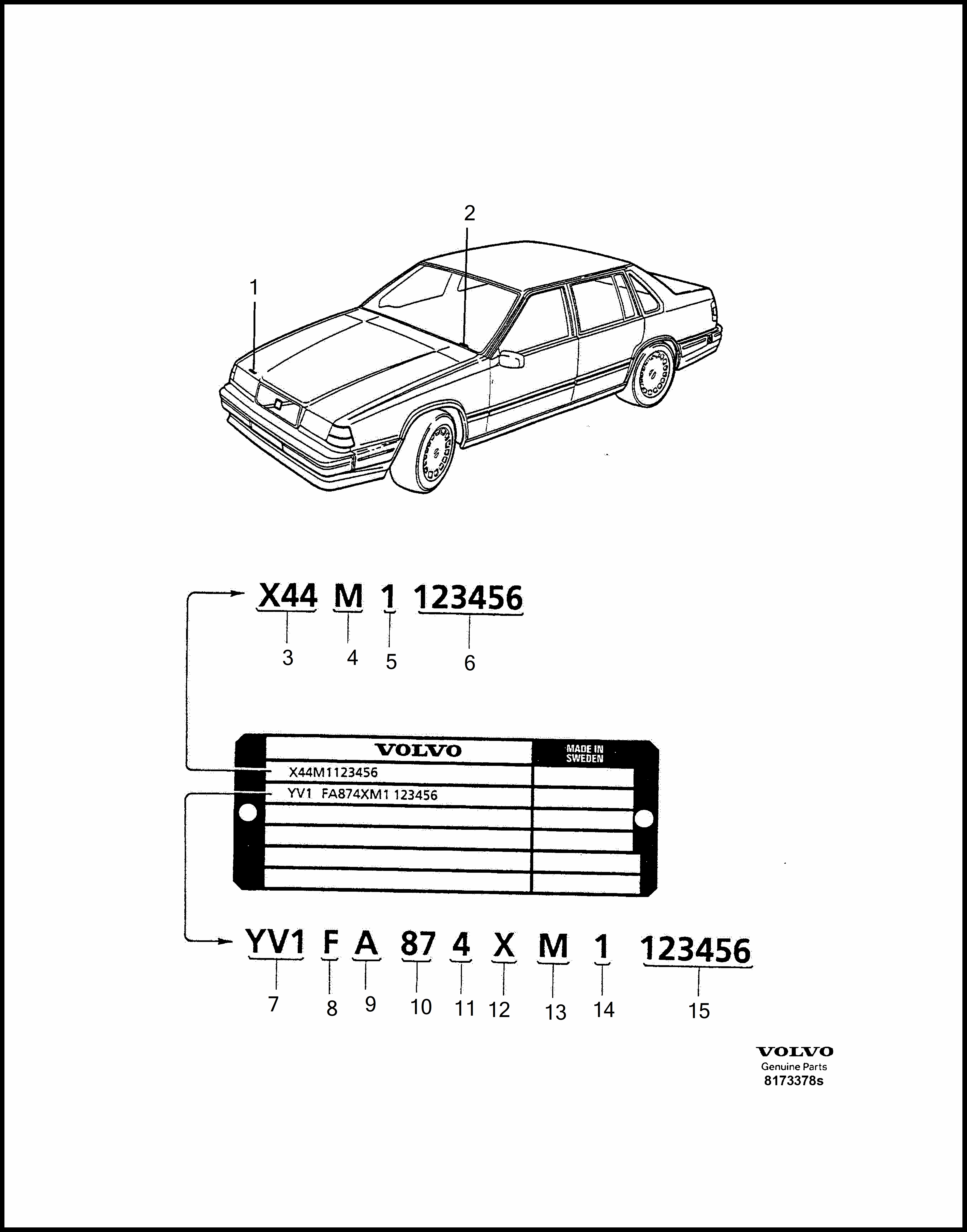 identification plate jaoks Volvo 960 960