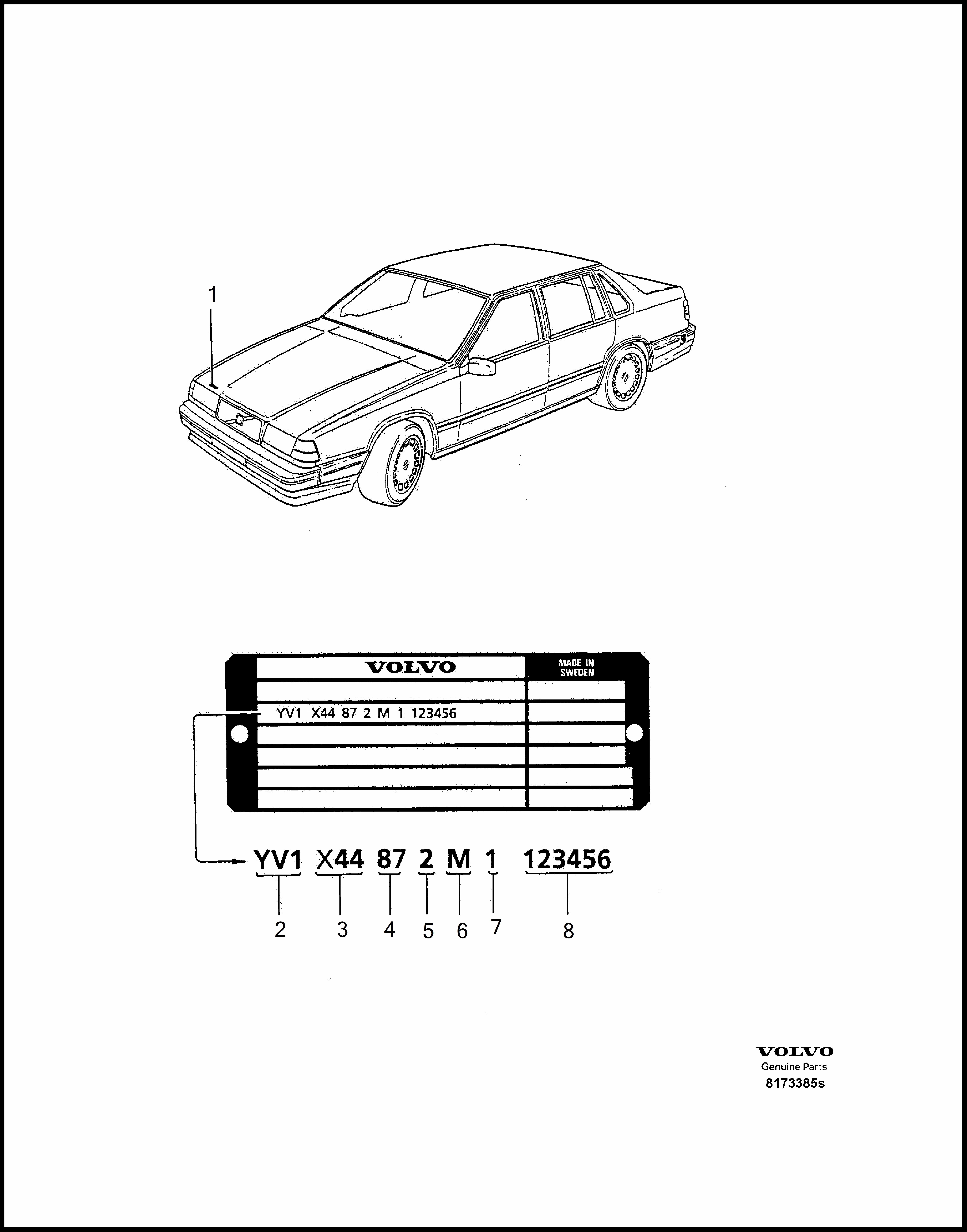 identification plate for Volvo 960 960