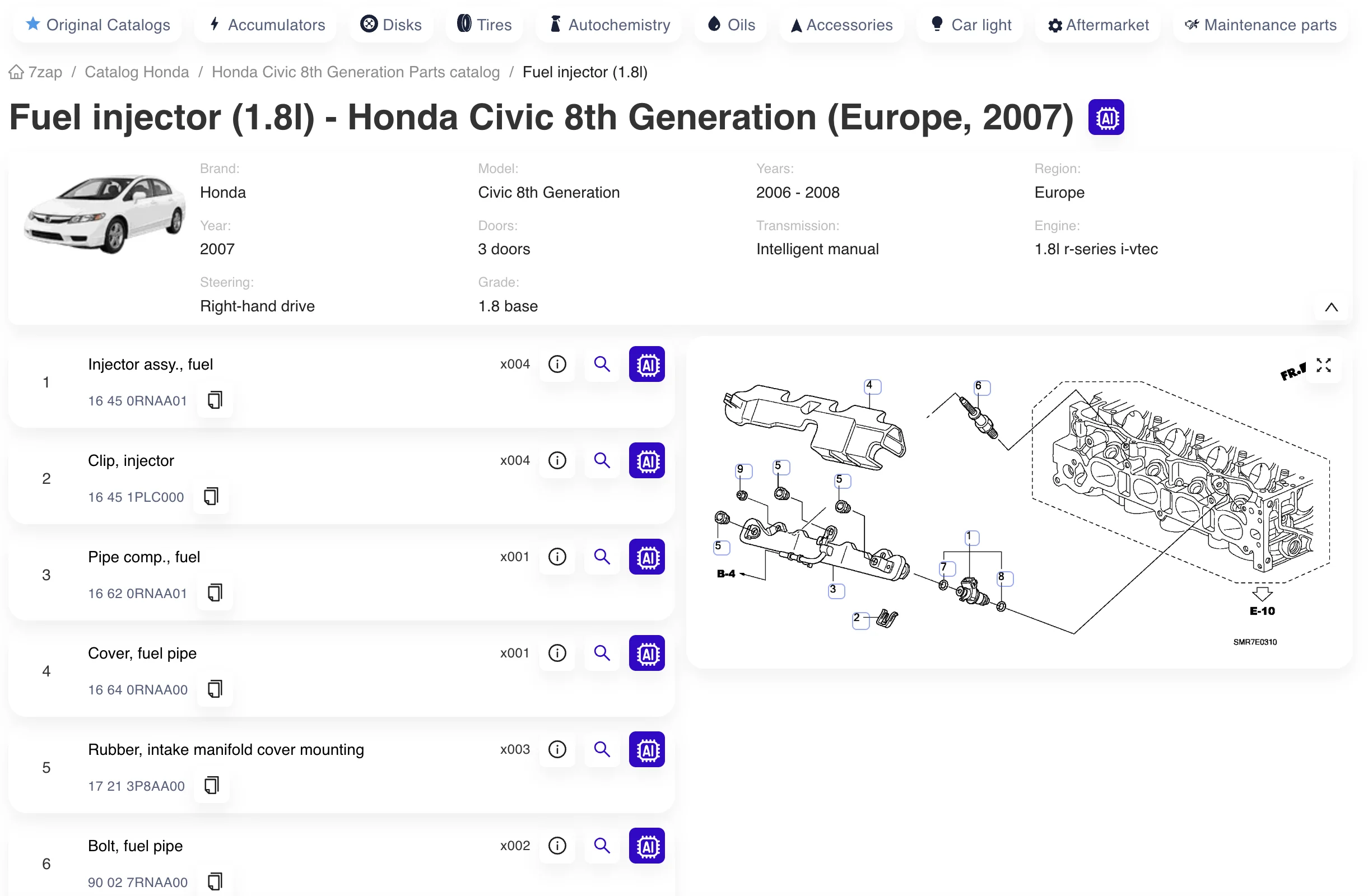 Example 7zap catalog interface; temporary image from another brand page